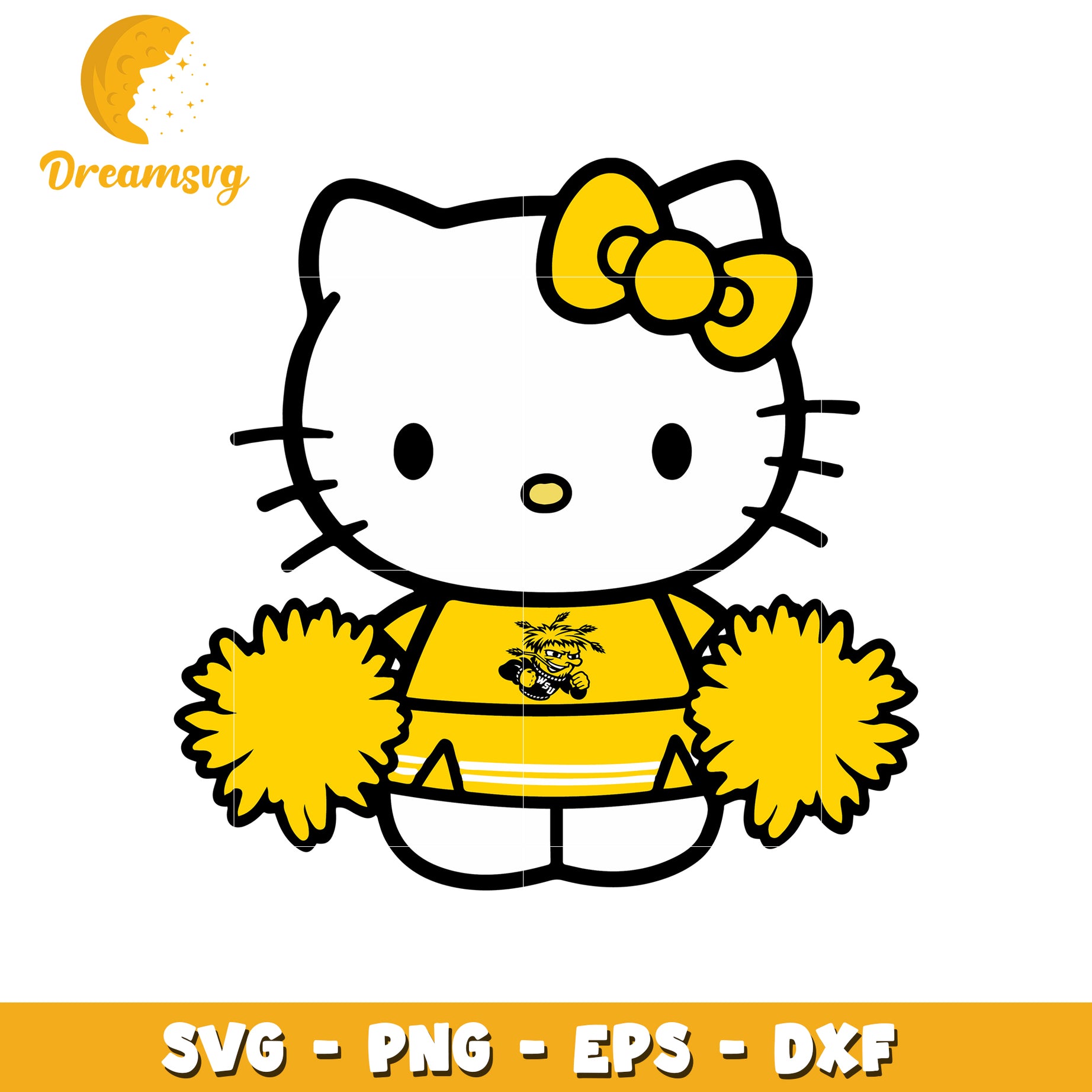 Yellow Hello Kitty Cheerleader SVG