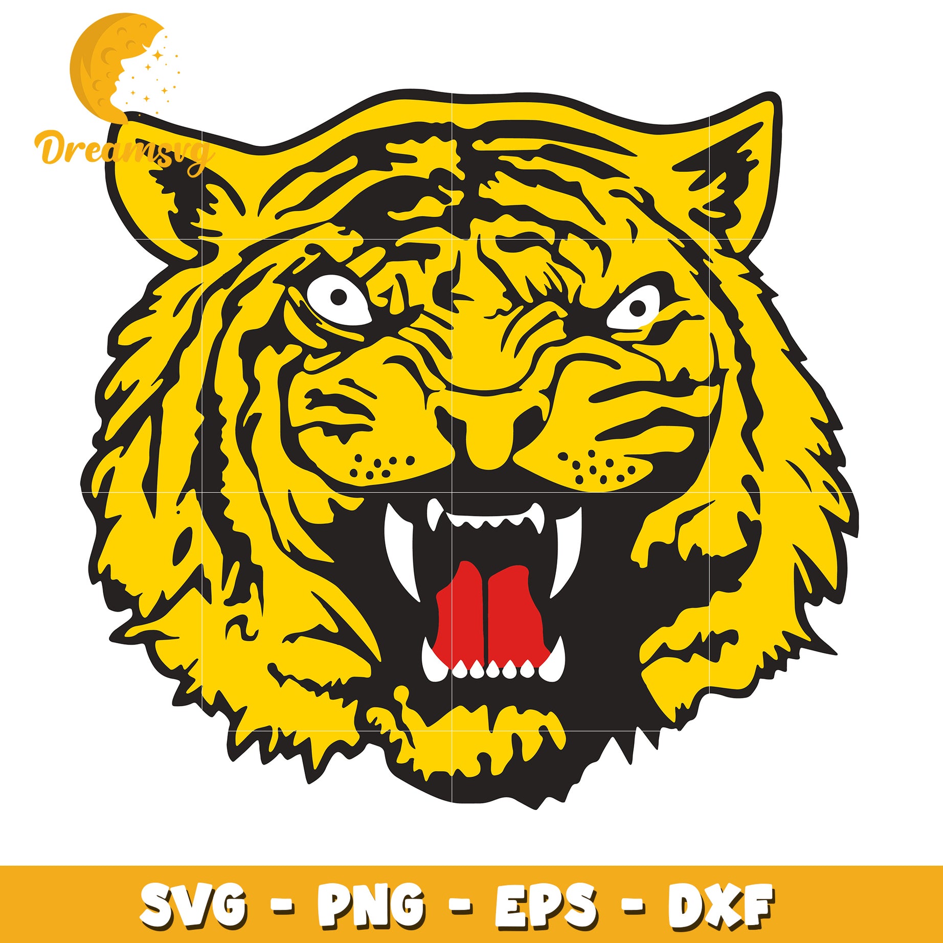 Yellow Tiger Head SVG PNG EPS DXF