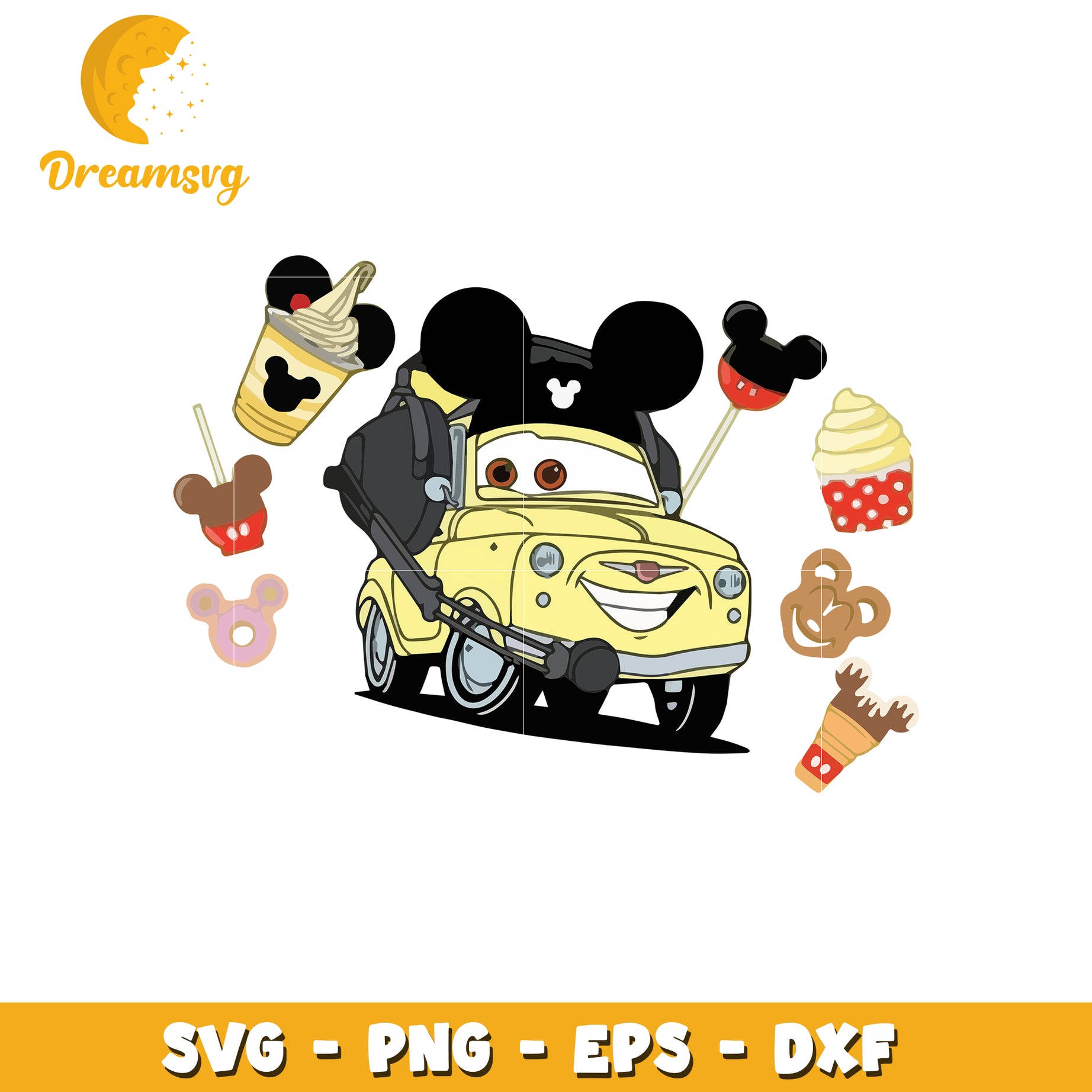 Yellow car svg, disney svg, cars movie characters svg