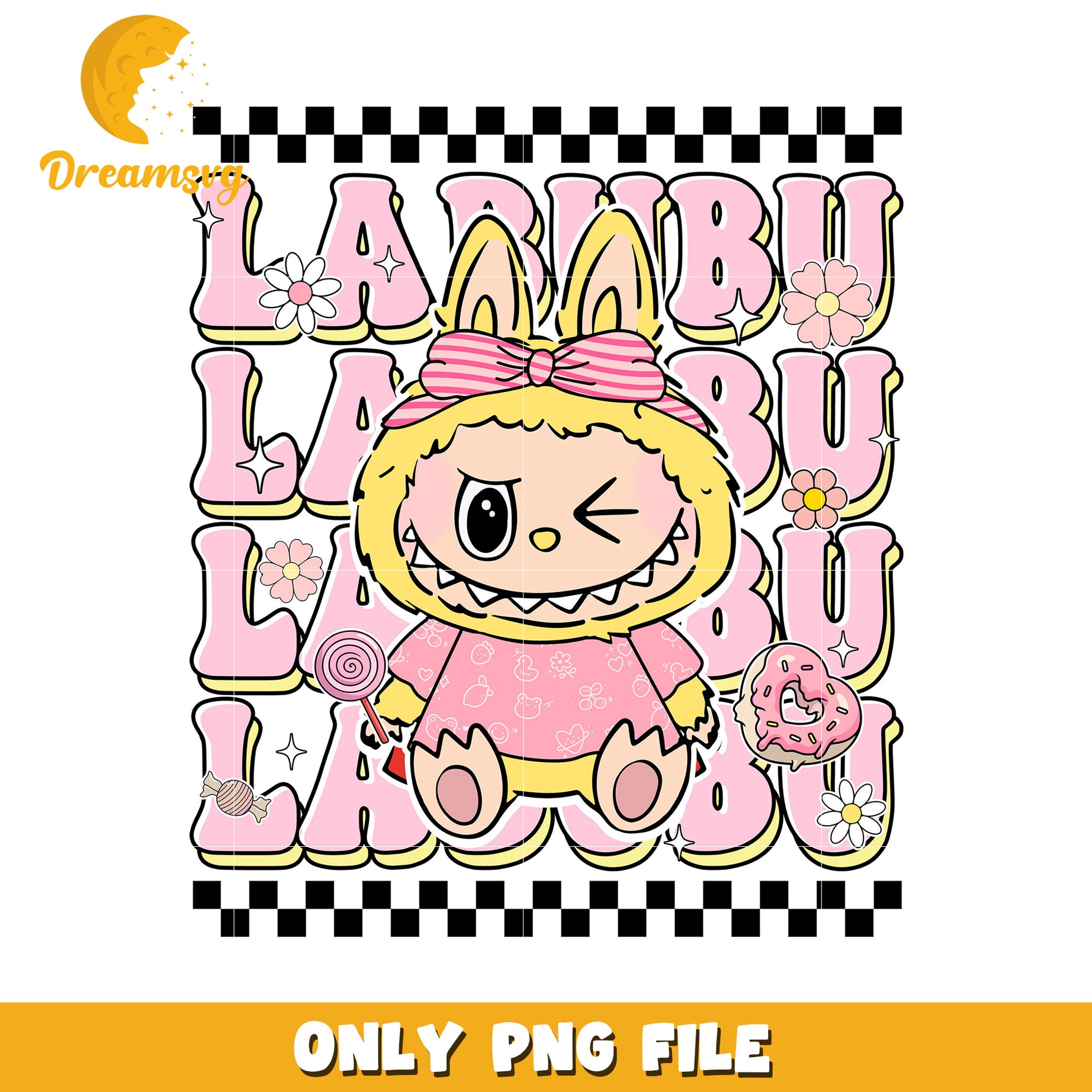 Yellow labubu design png, all popmart characters​ png, labubu art​ png