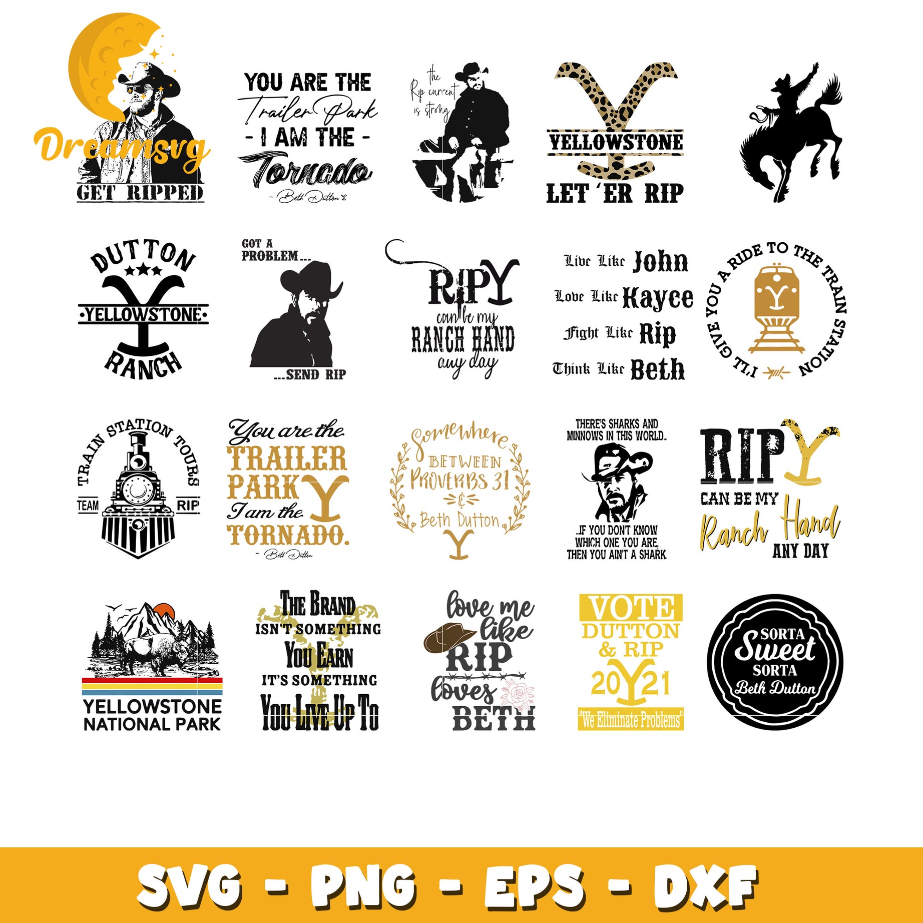 Love me like rip loves beth bundle svg, yellow stone svg