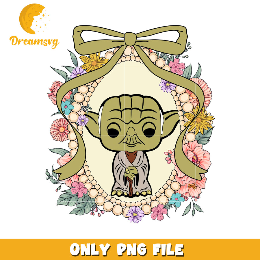 Yoda picture frame with bowtie png, star wars png, star wars characterspng