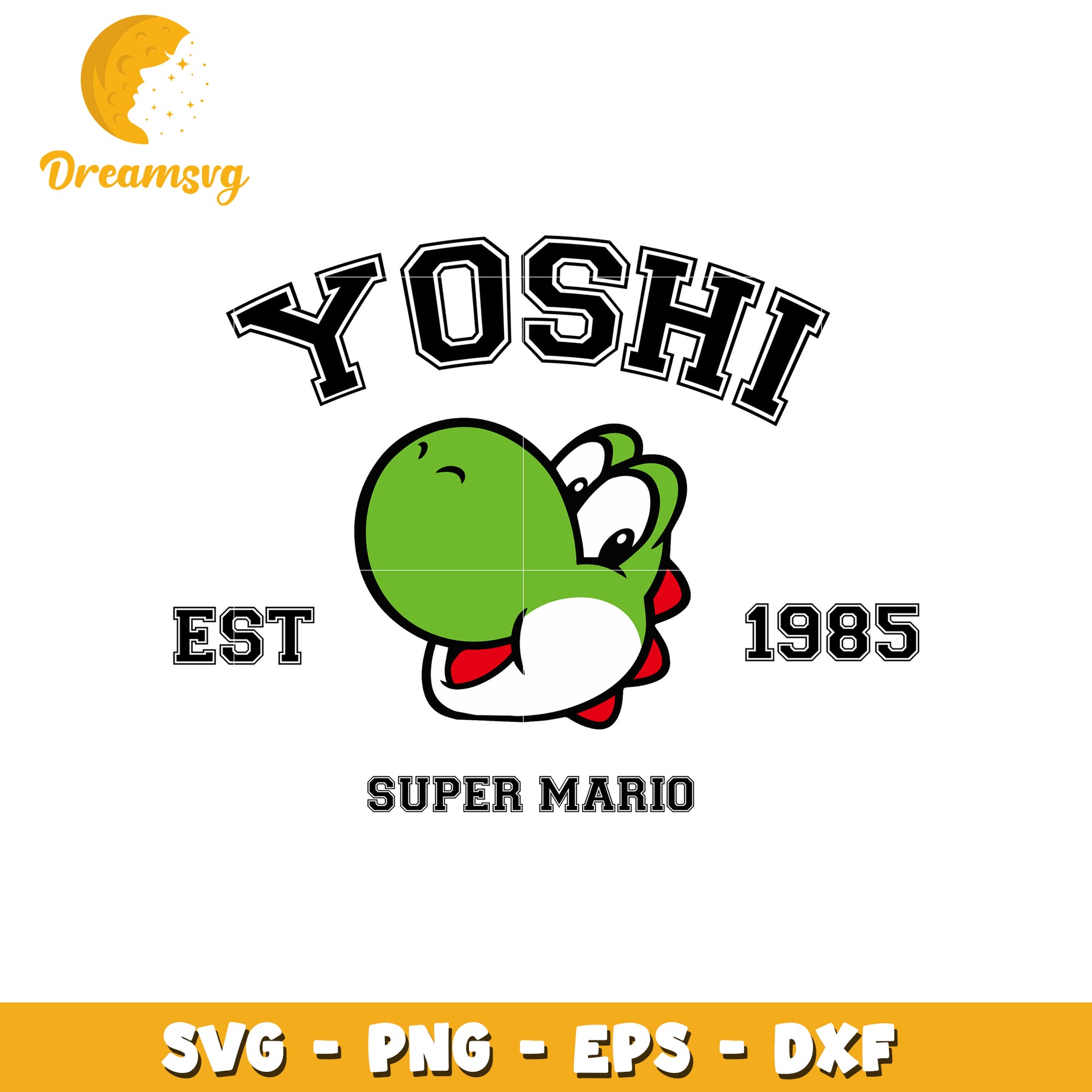 Yoshi SVG Cut File Super Mario 1985