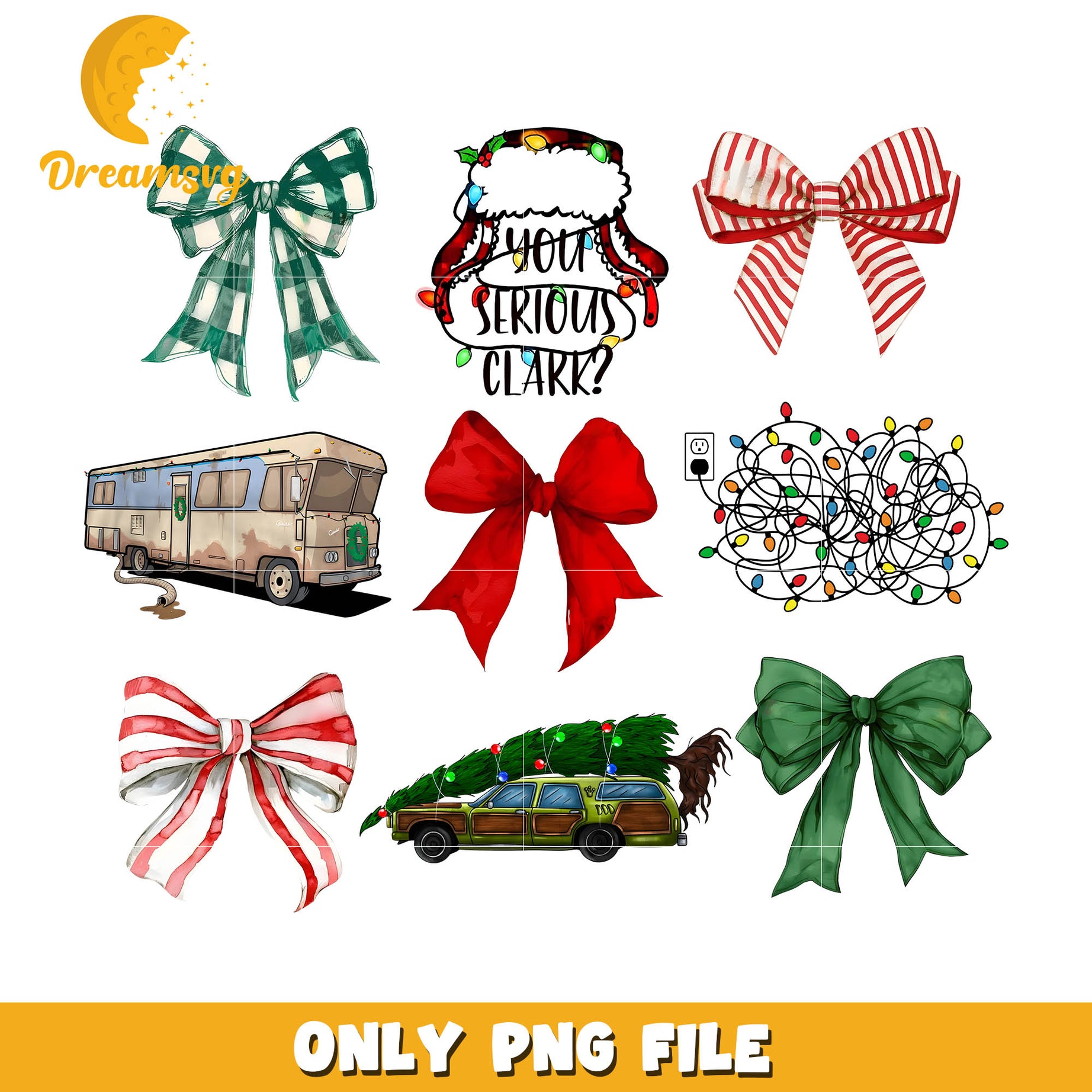 You serious clark christmas png, christmas bows png, christmas lights png