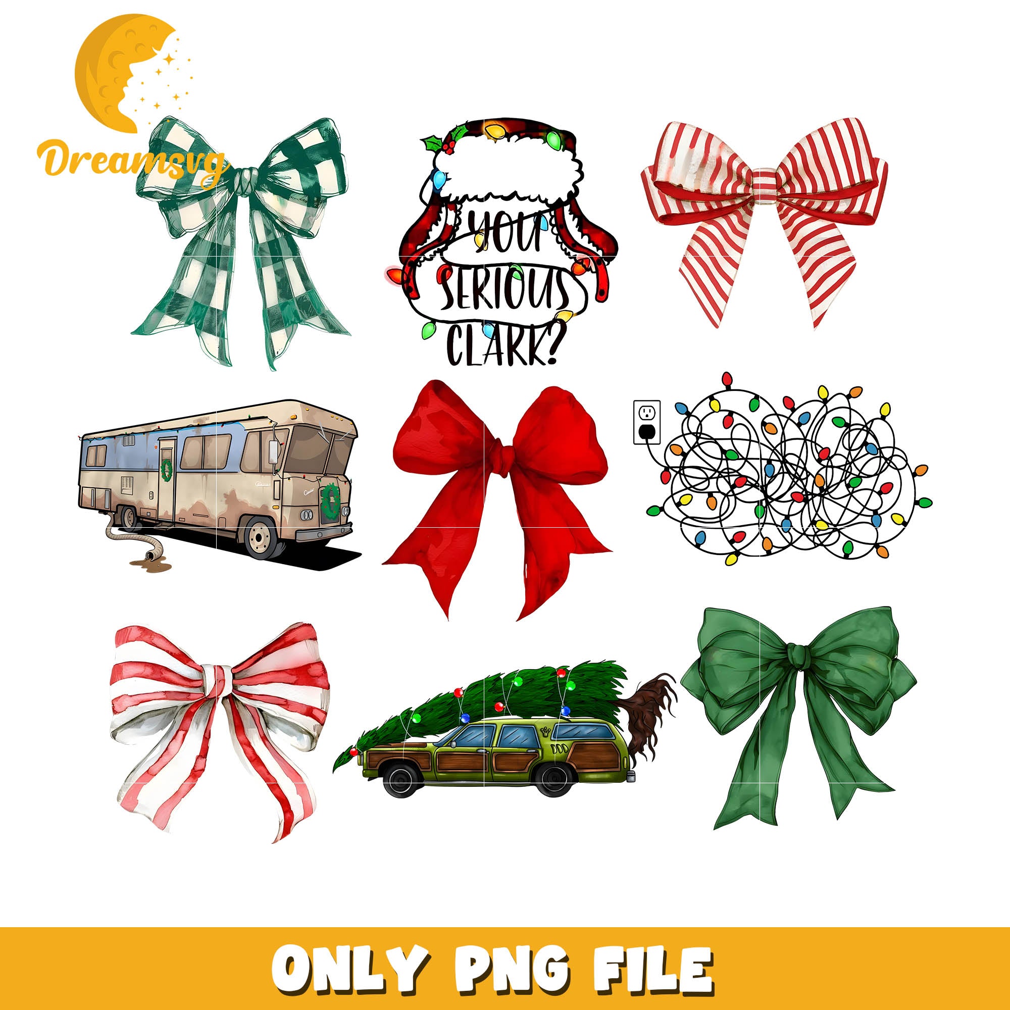 You serious clark christmas png, christmas bows png, christmas lights png