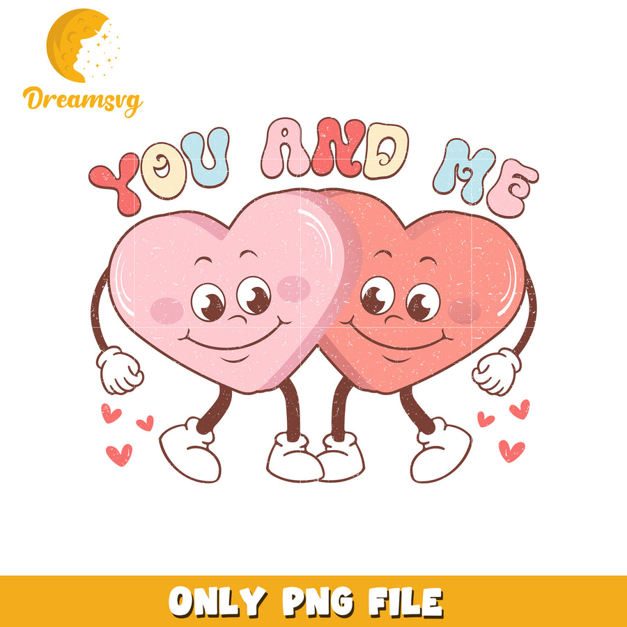You and me heart couple png, heart png, valentine png