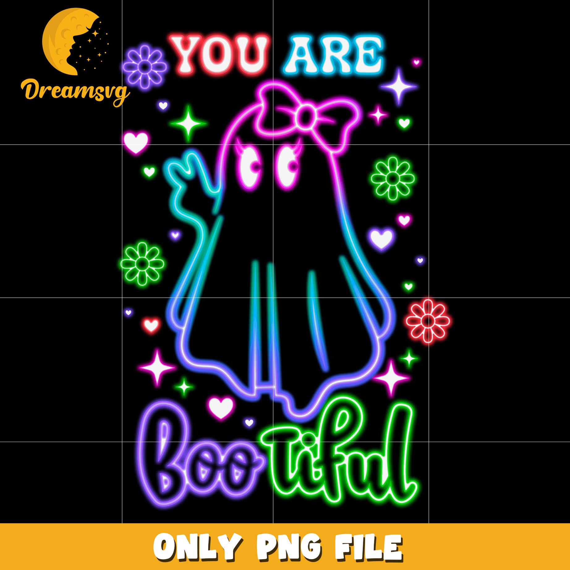 You are boo tiful neon png, spooky autumn​ png, trick or treat png