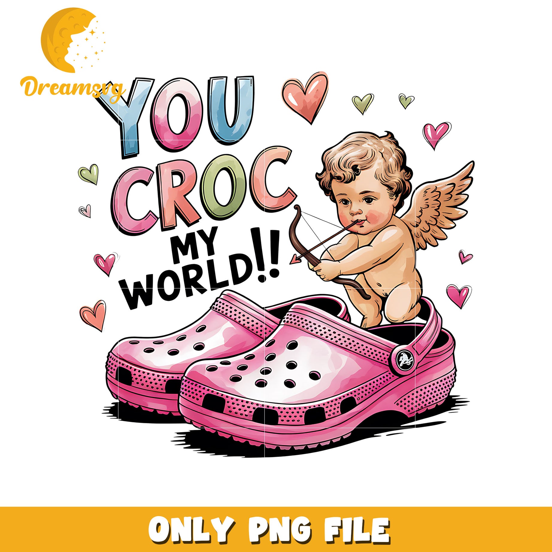 You croc my world design png, croc png, angel of love png