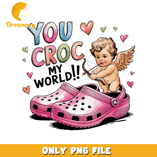 You croc my world design png, croc png, angel of love png