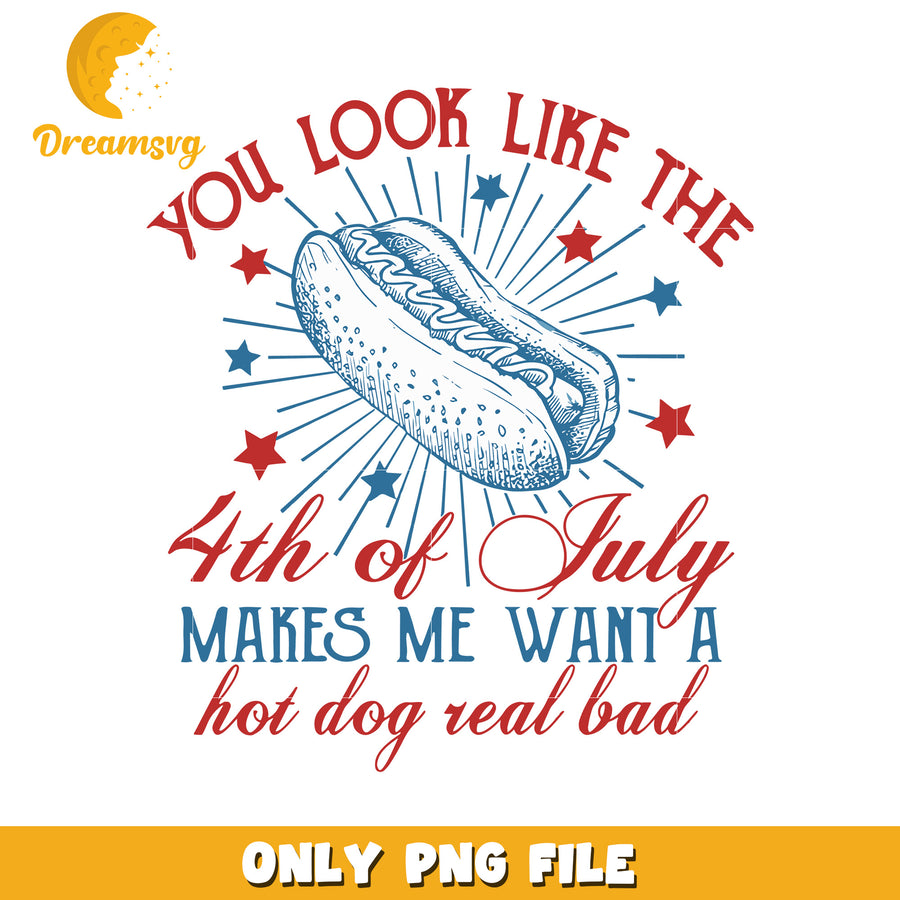 You look like 4th of july hot dog design png, summer holiday png, festive look png