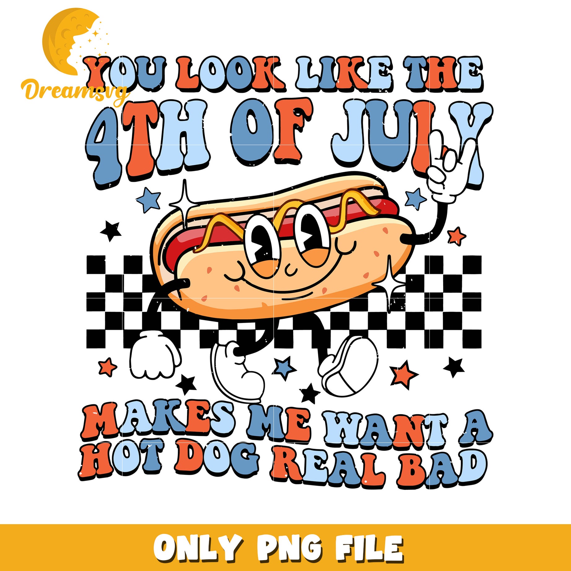 You look like the 4th of july funny hot dog png, humorous design png