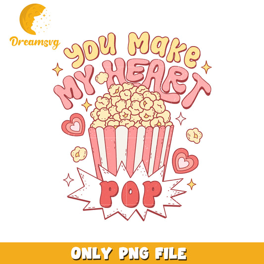 You make my heart pop valentine png, popcorn png, valentine png