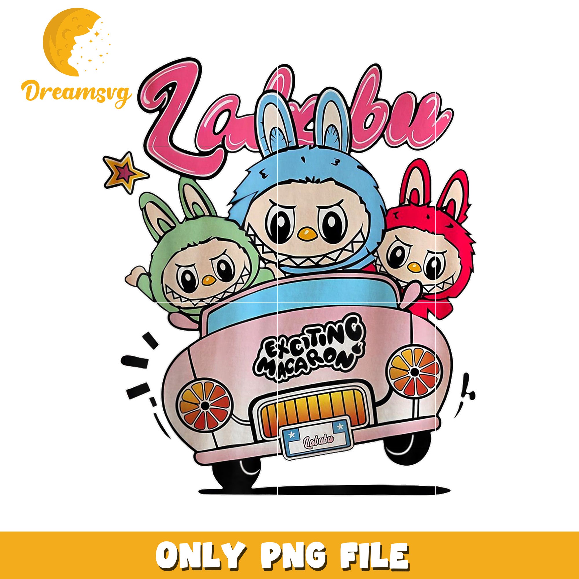 Zabubu PNG, Cute Cartoon, Macaron Car, Bunny Friends