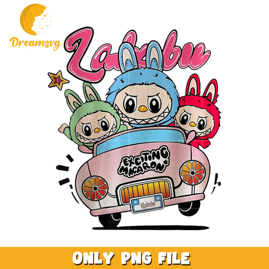 Zabubu PNG, Cute Cartoon, Macaron Car, Bunny Friends