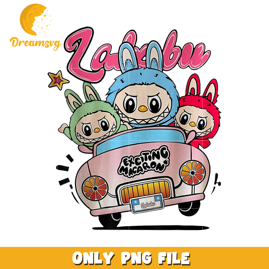 Zabubu PNG, Cute Cartoon, Macaron Car, Bunny Friends