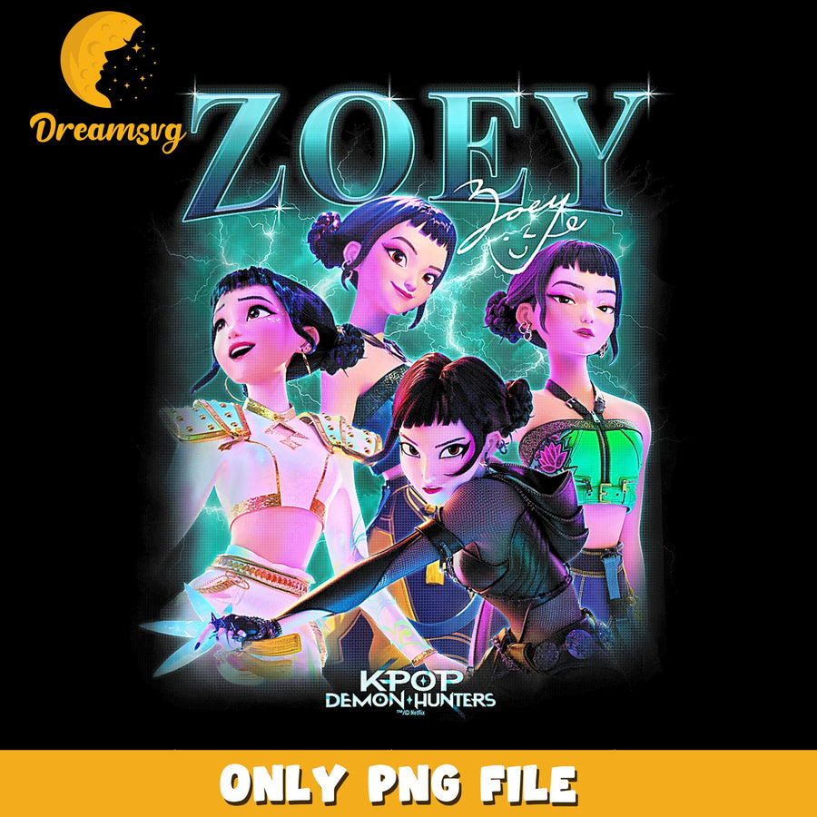 Zoey Kpop Demon Hunters Netflix PNG, Bootleg Rap Tee, Anime PNG