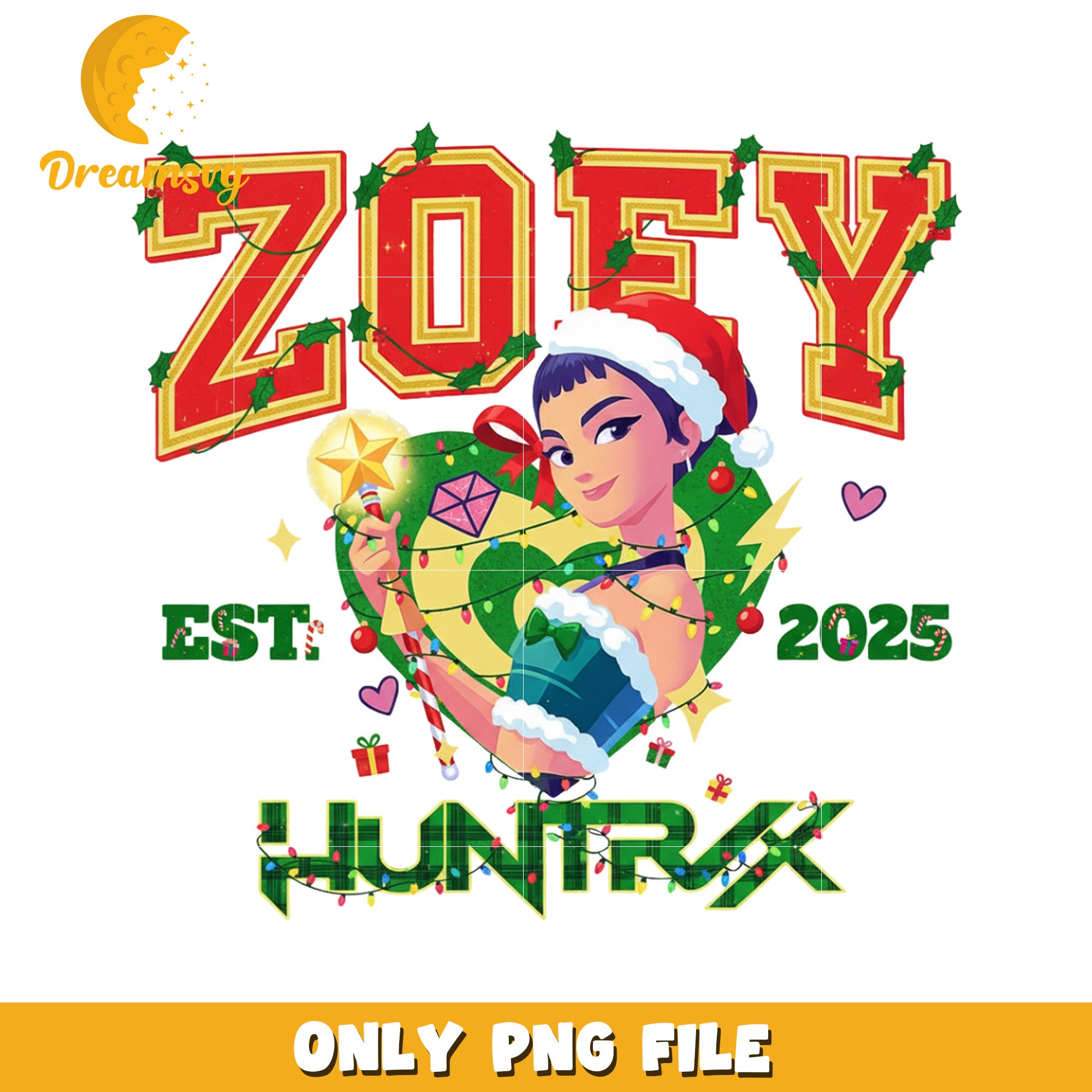 Zoey christmas png, christmas cartoon png, kpop demon png