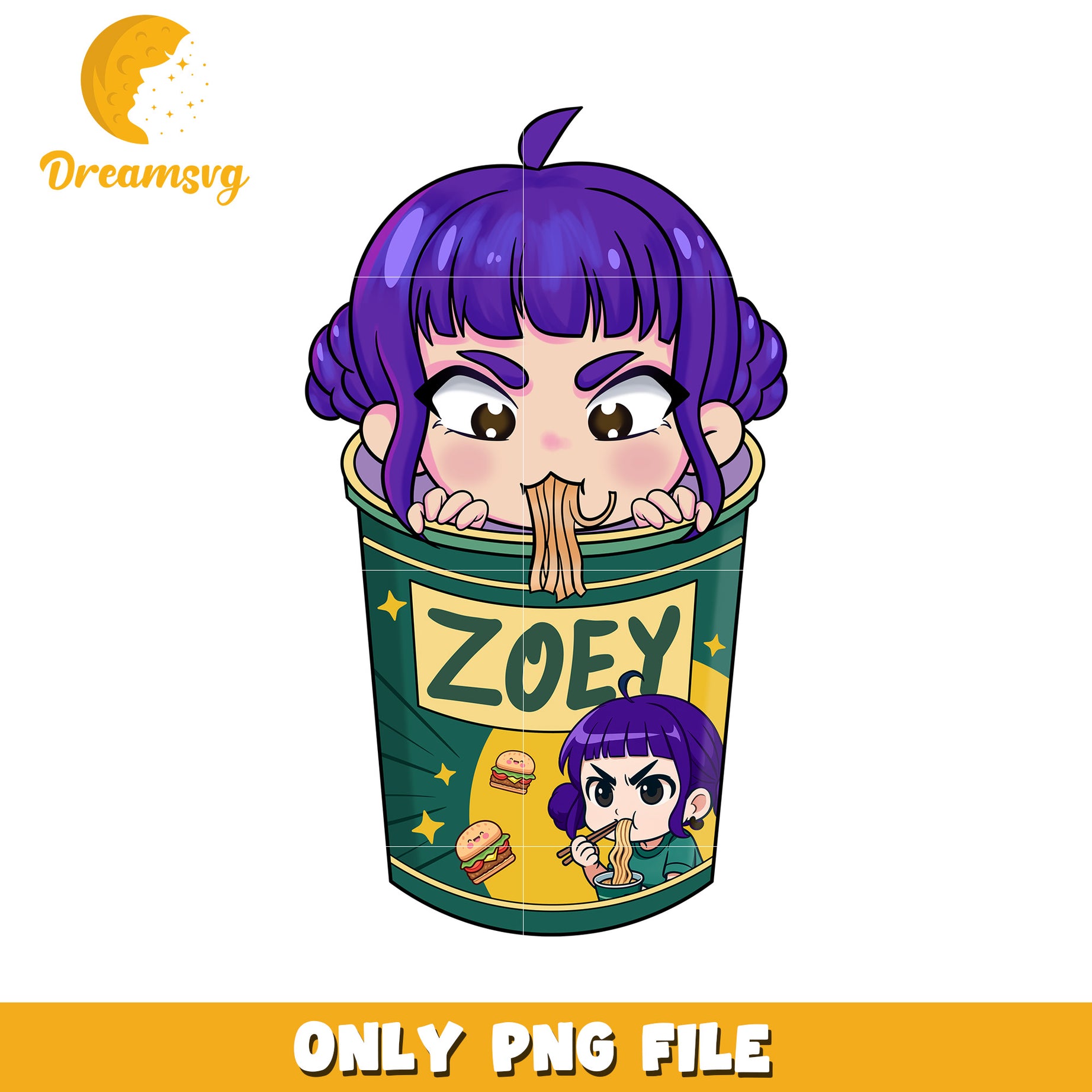 Zoey eating noodle png, kpop cartoon png, kpop demon hunters png
