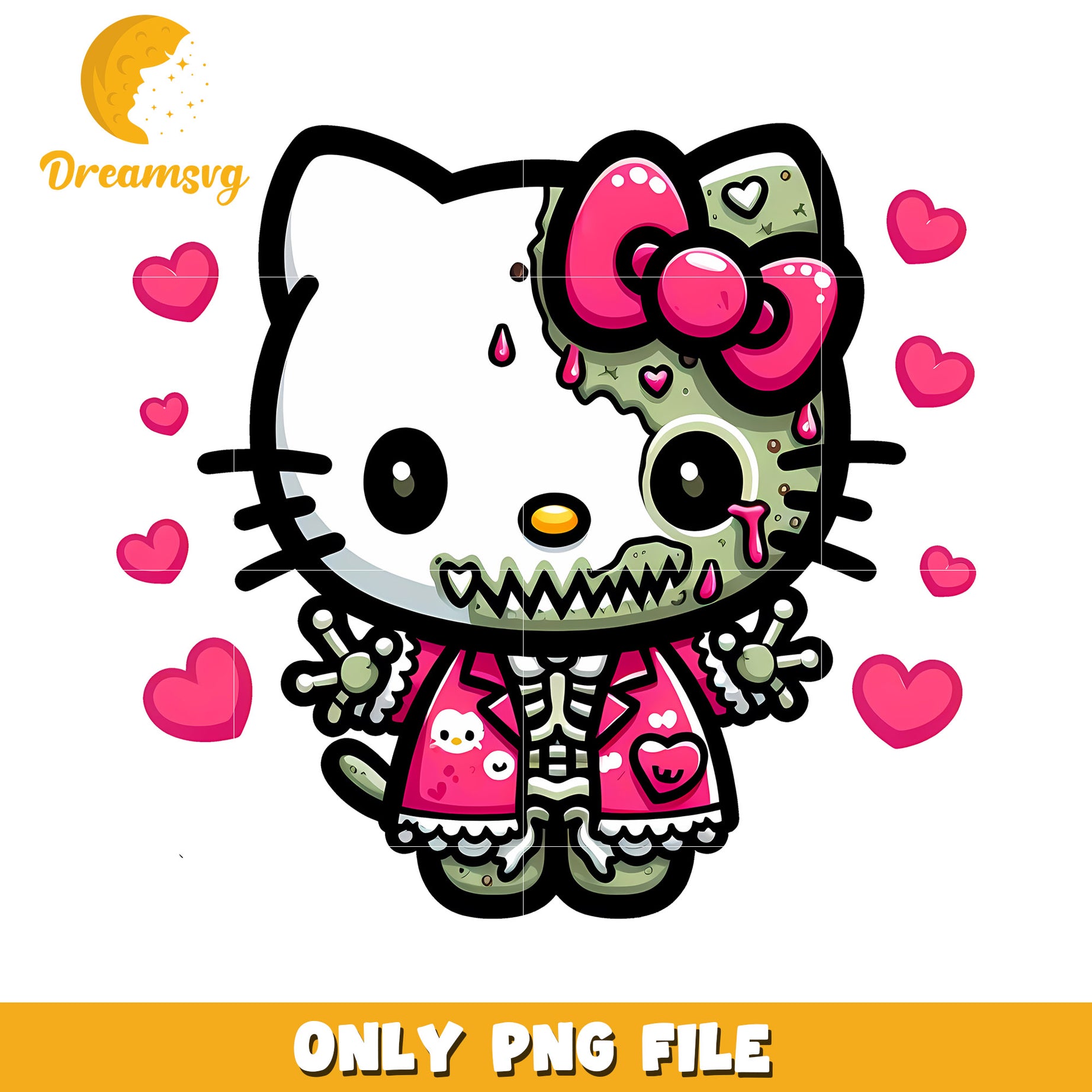 Zombie Hello Kitty PNG Cute Kawaii Design