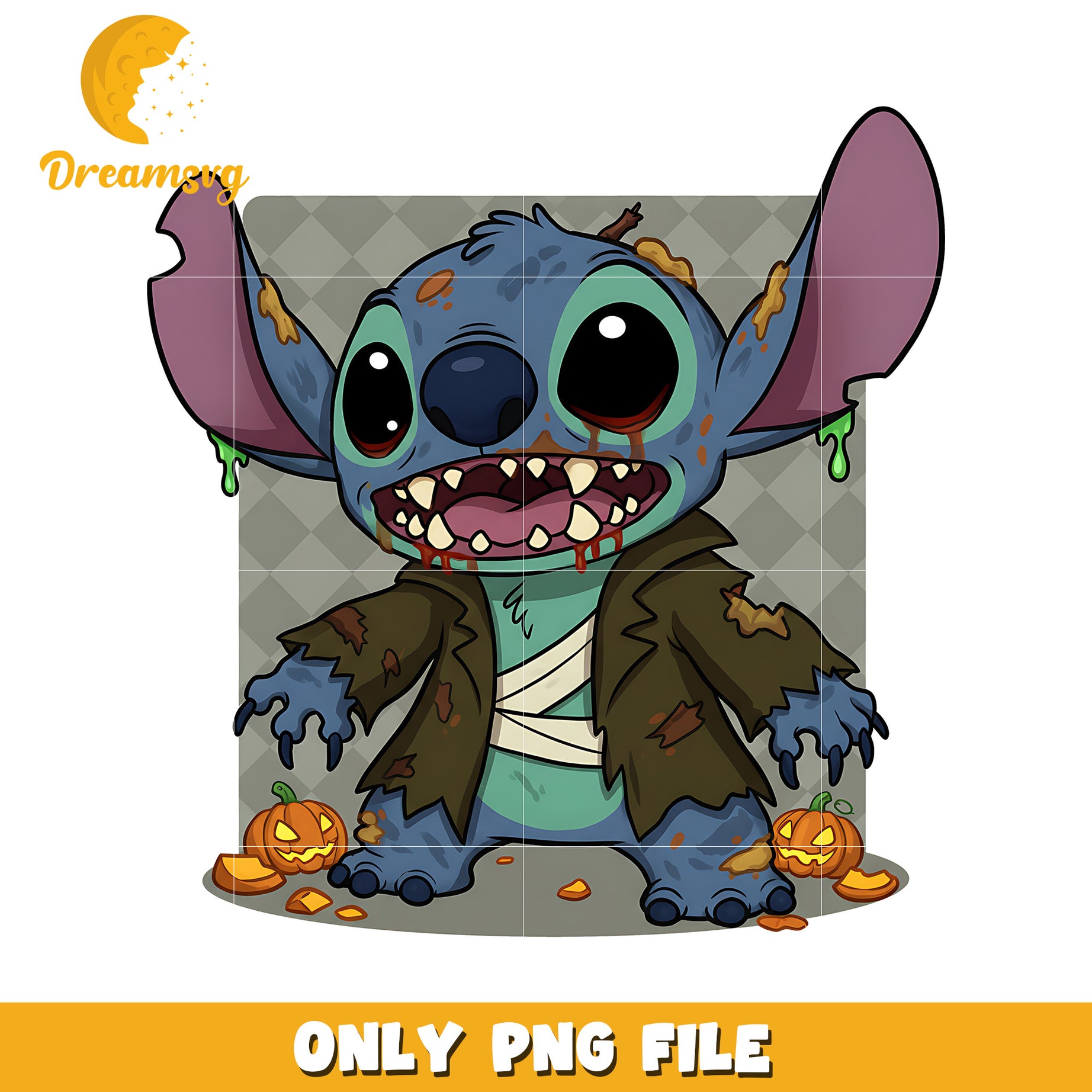 Zombie stitch png, spirit halloween png, halloween stitch png