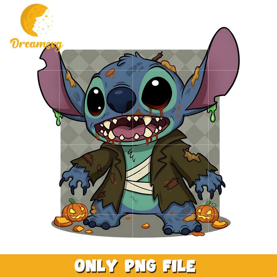 Zombie stitch png, spirit halloween png, halloween stitch png