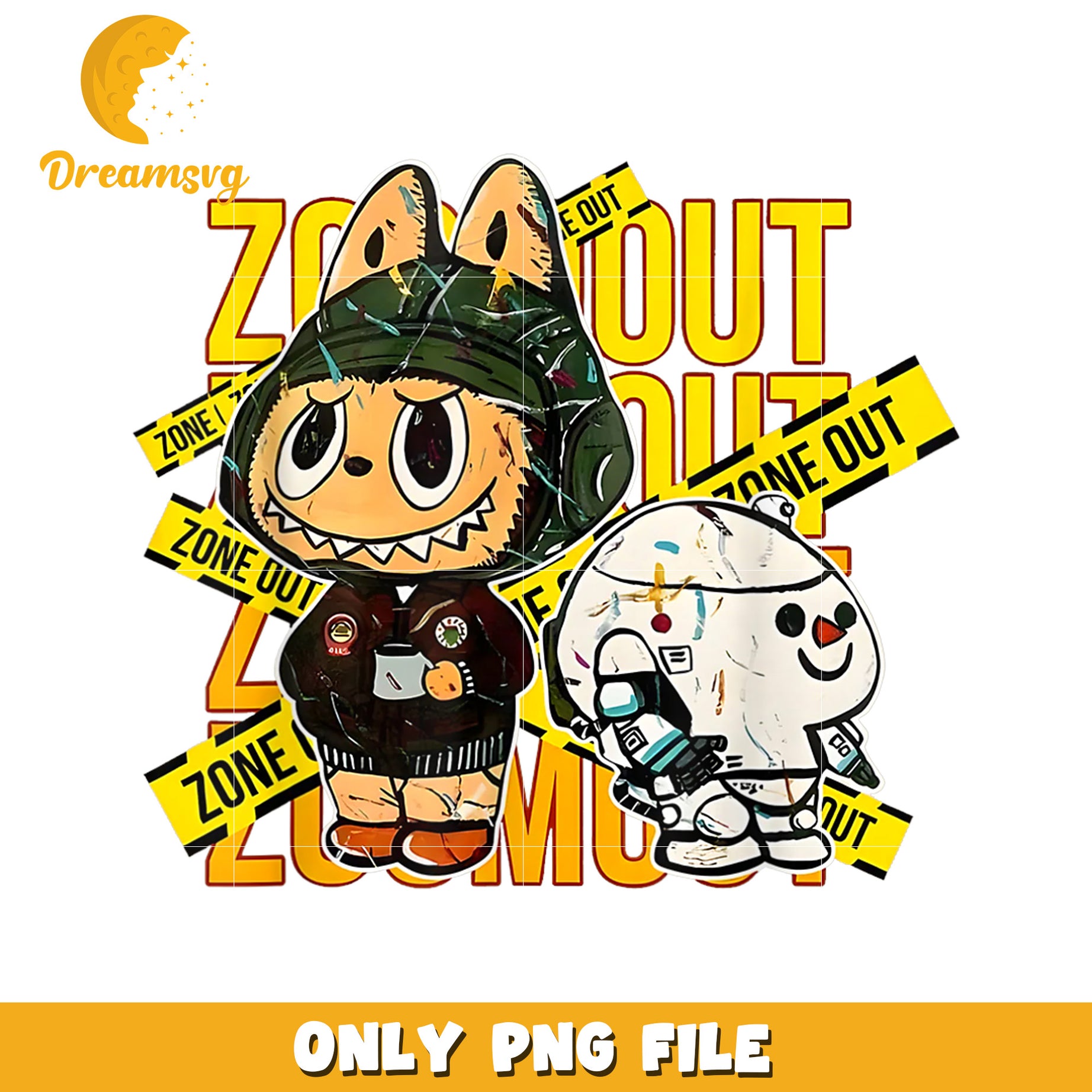 Zone Out Cartoon PNG, Sublimation Design