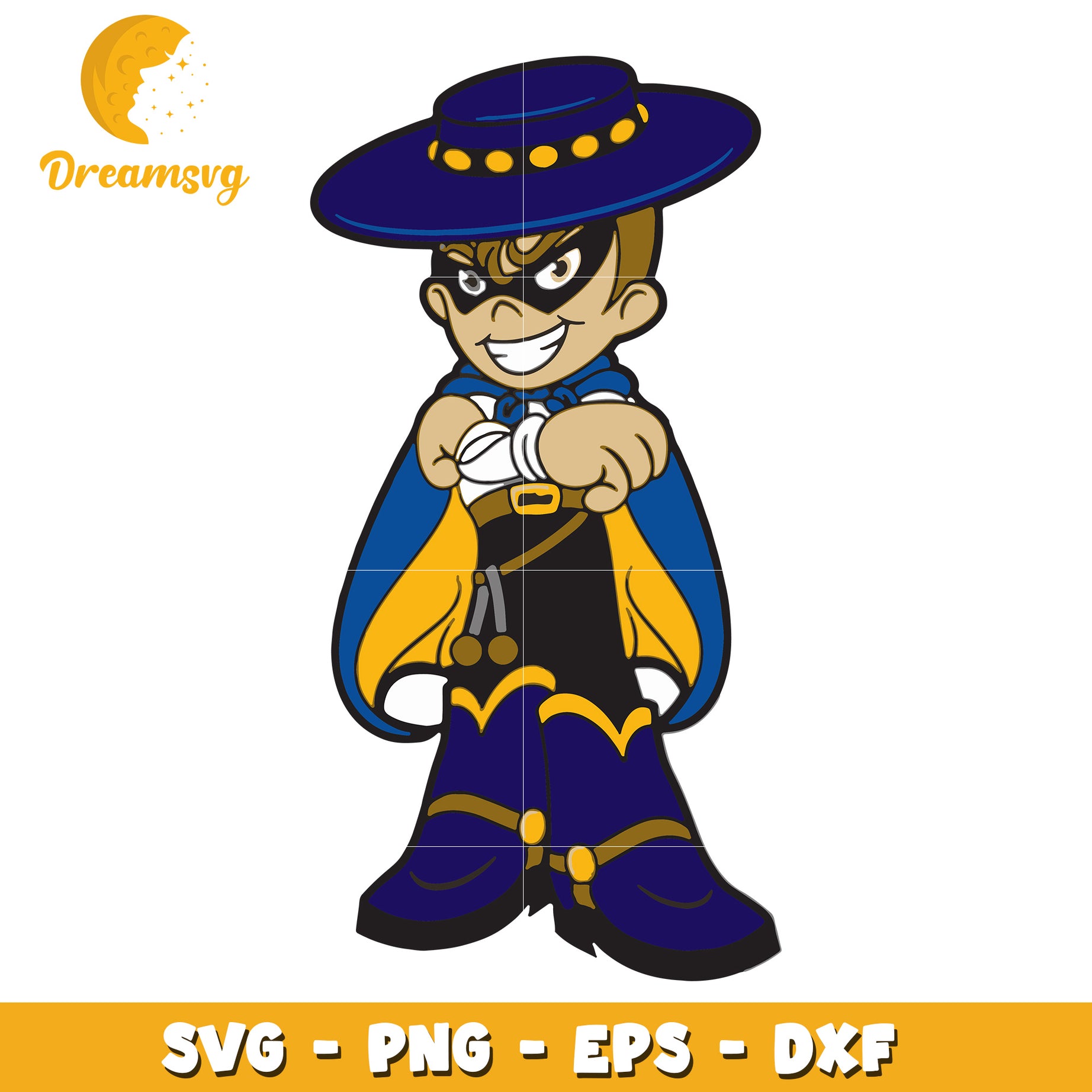 Zorro Kid SVG PNG EPS DXF Cut File