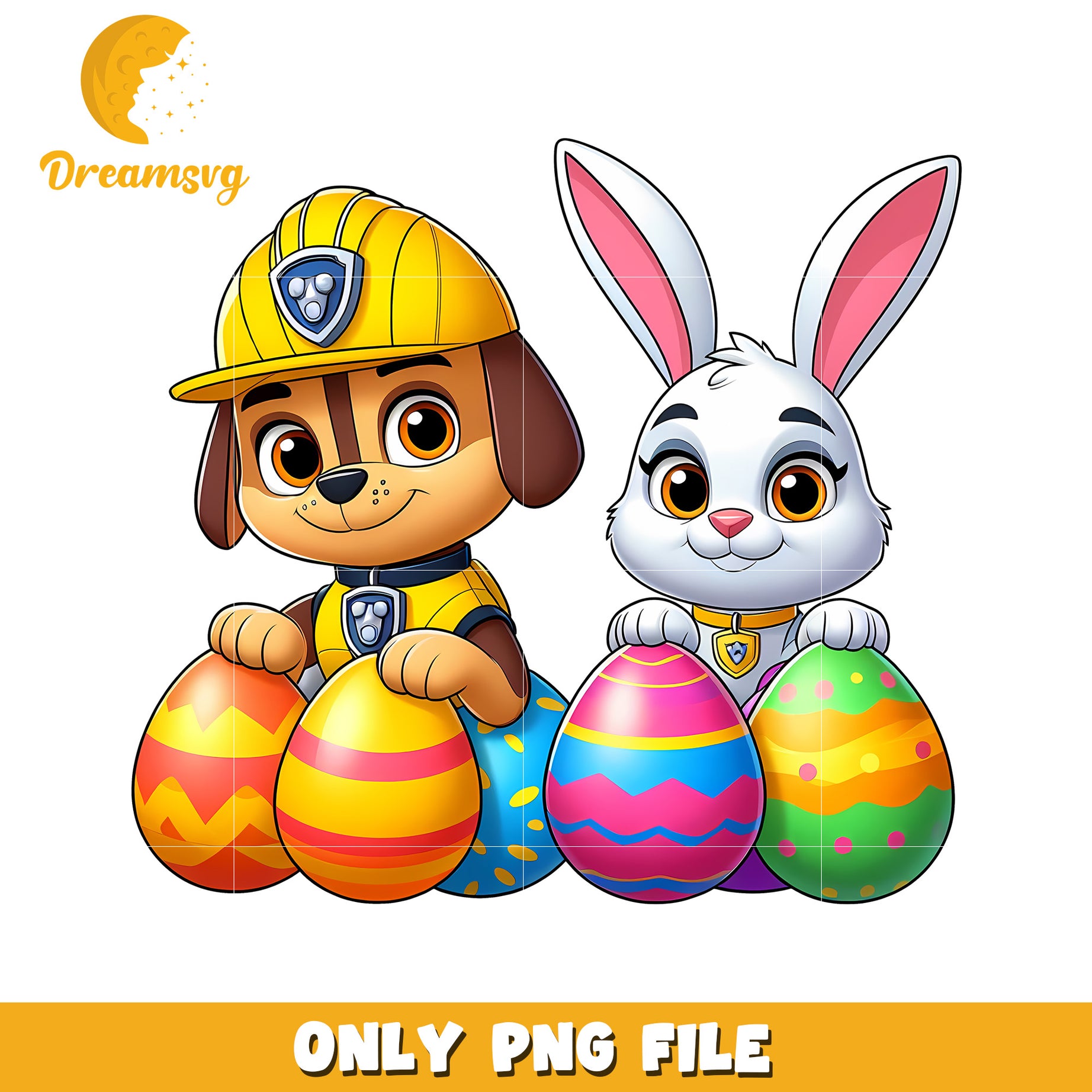 Zuma paw trol and rabbit png, happy easter day png, paw patrol png