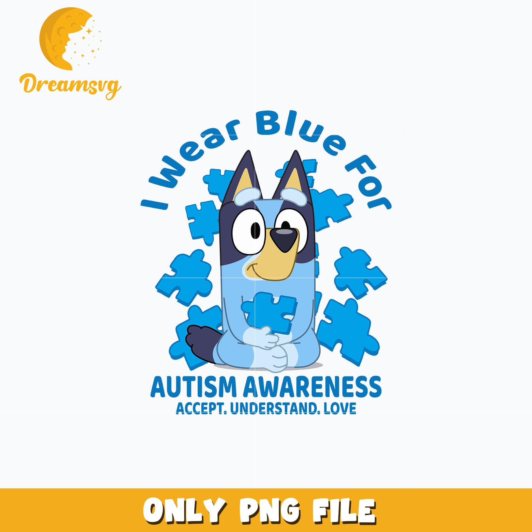 Bluey dog autism awareness png