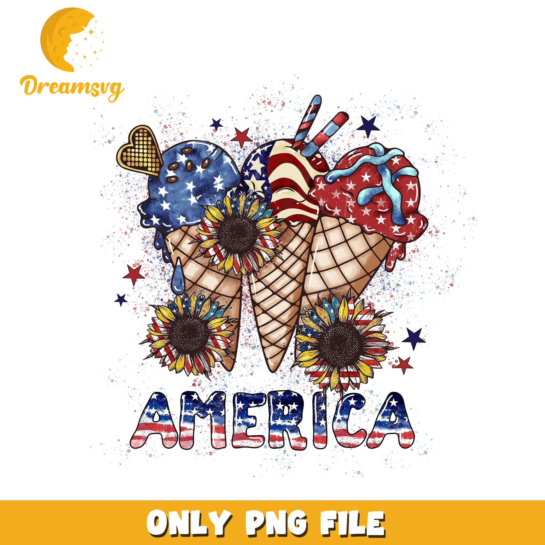 America Ice Cream For 4th Of July png