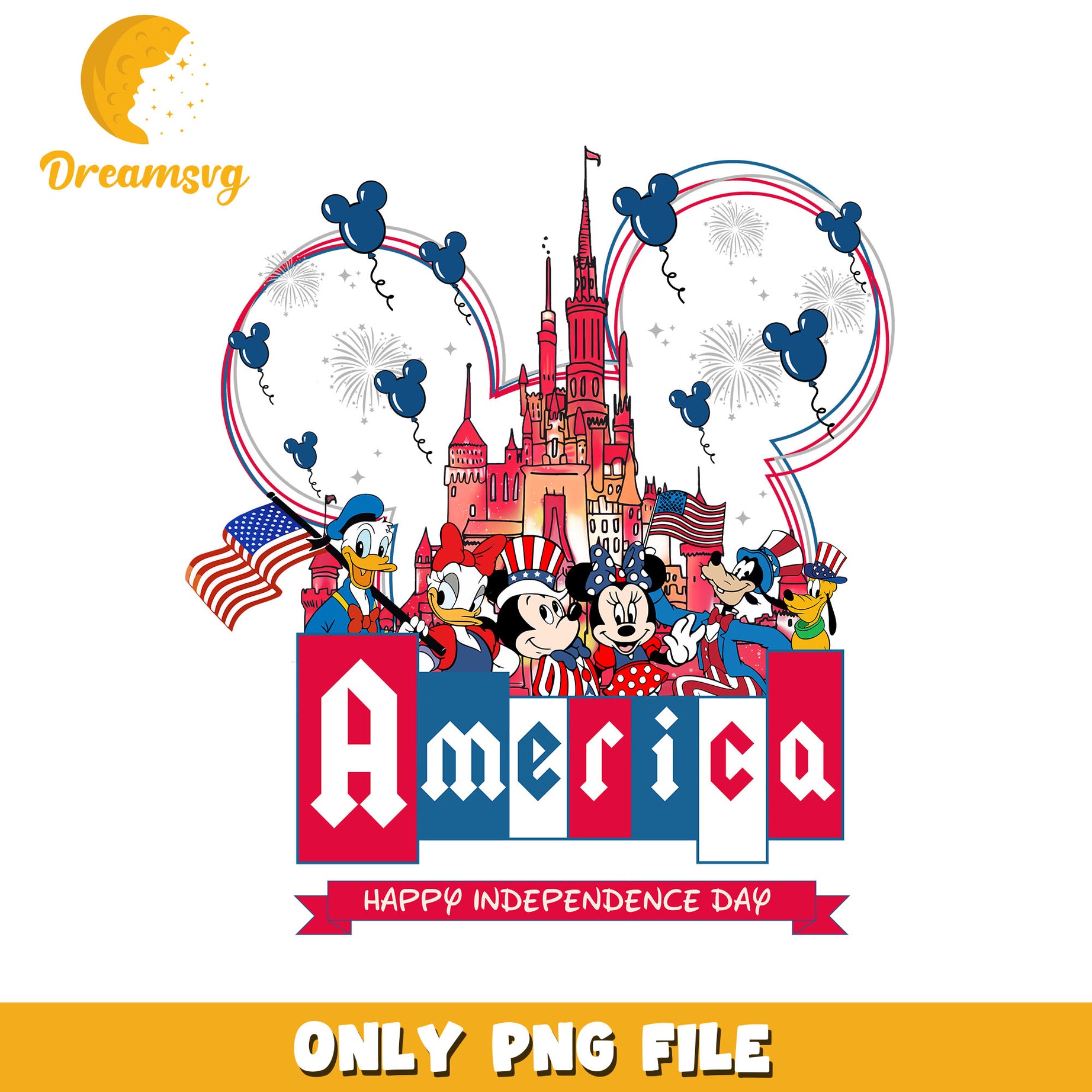 America happy independence day png, mickey friends png