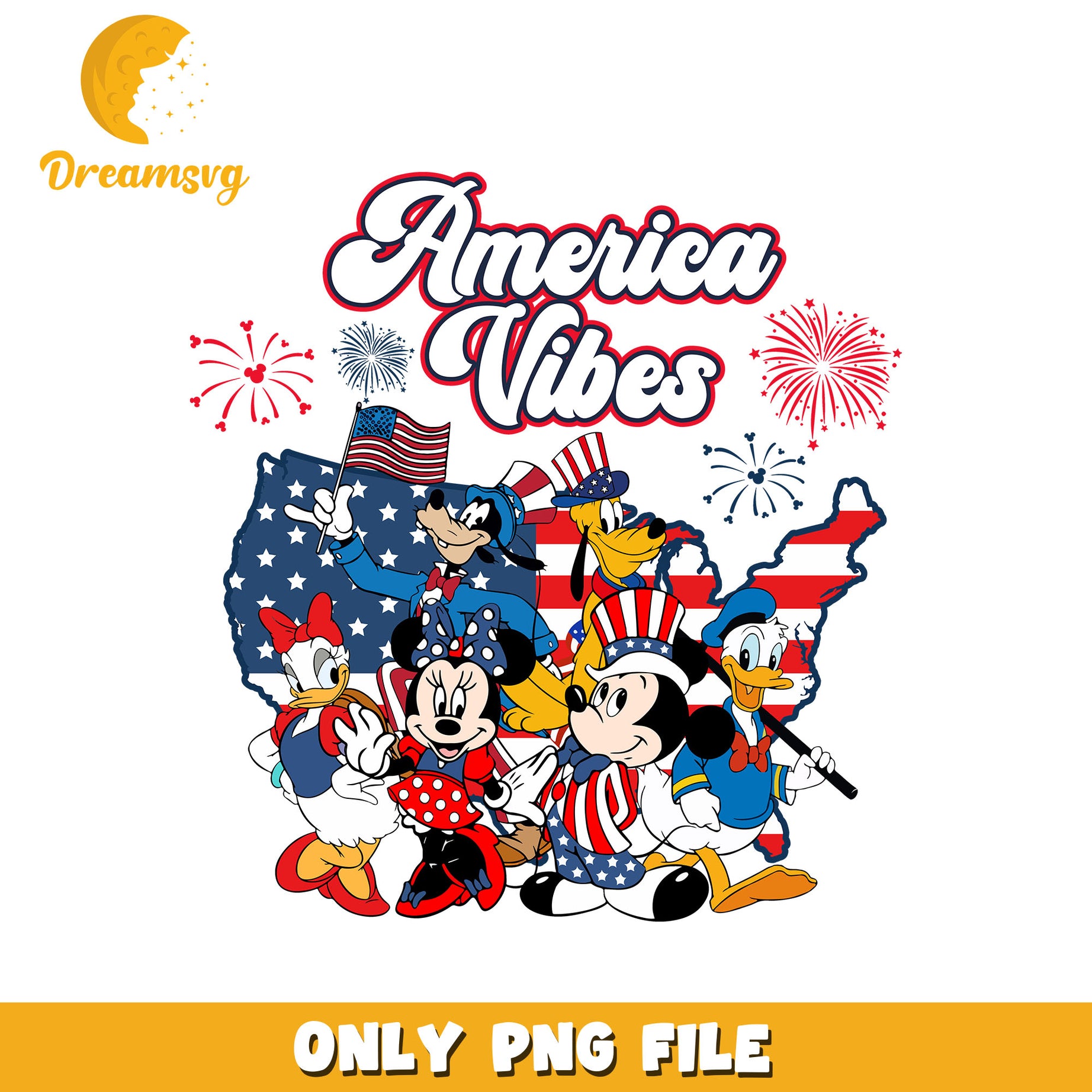 America vibes mickey friends png