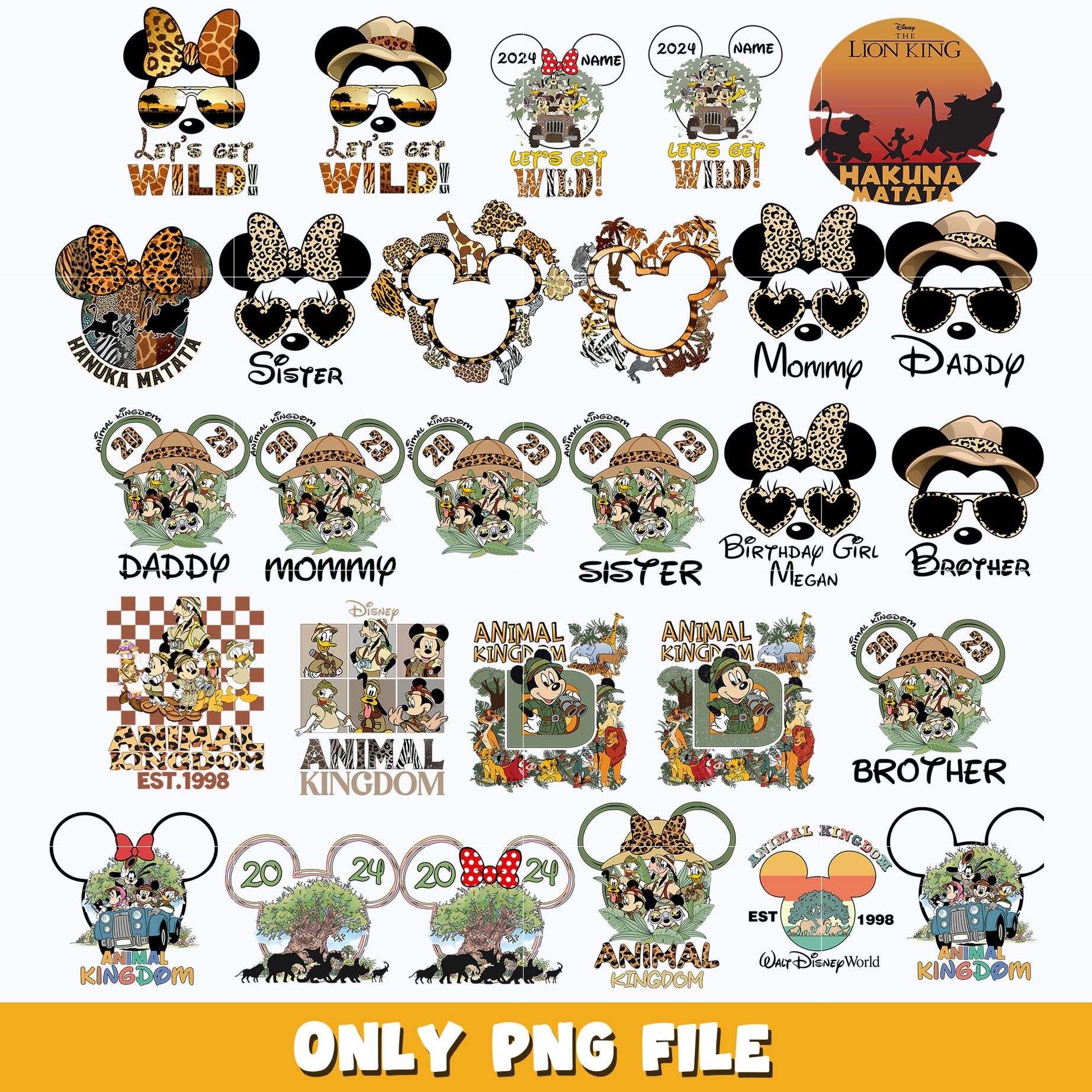 Mickey Animal kingdom bundle png, Disney png, Digital download