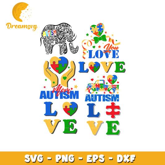 autism symbol design bundle svg, autism awareness svg