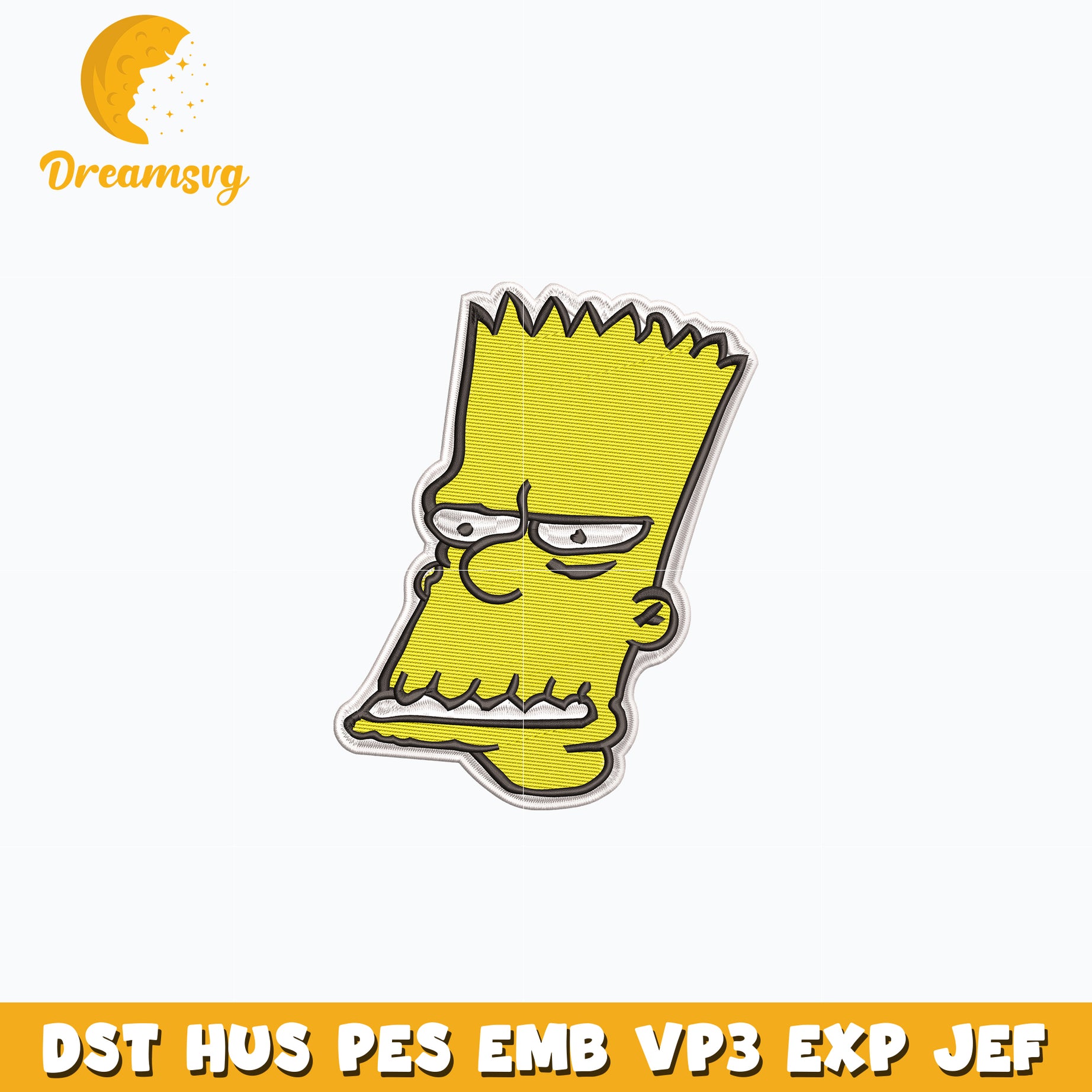 Bart Simpson funny face embroidery design