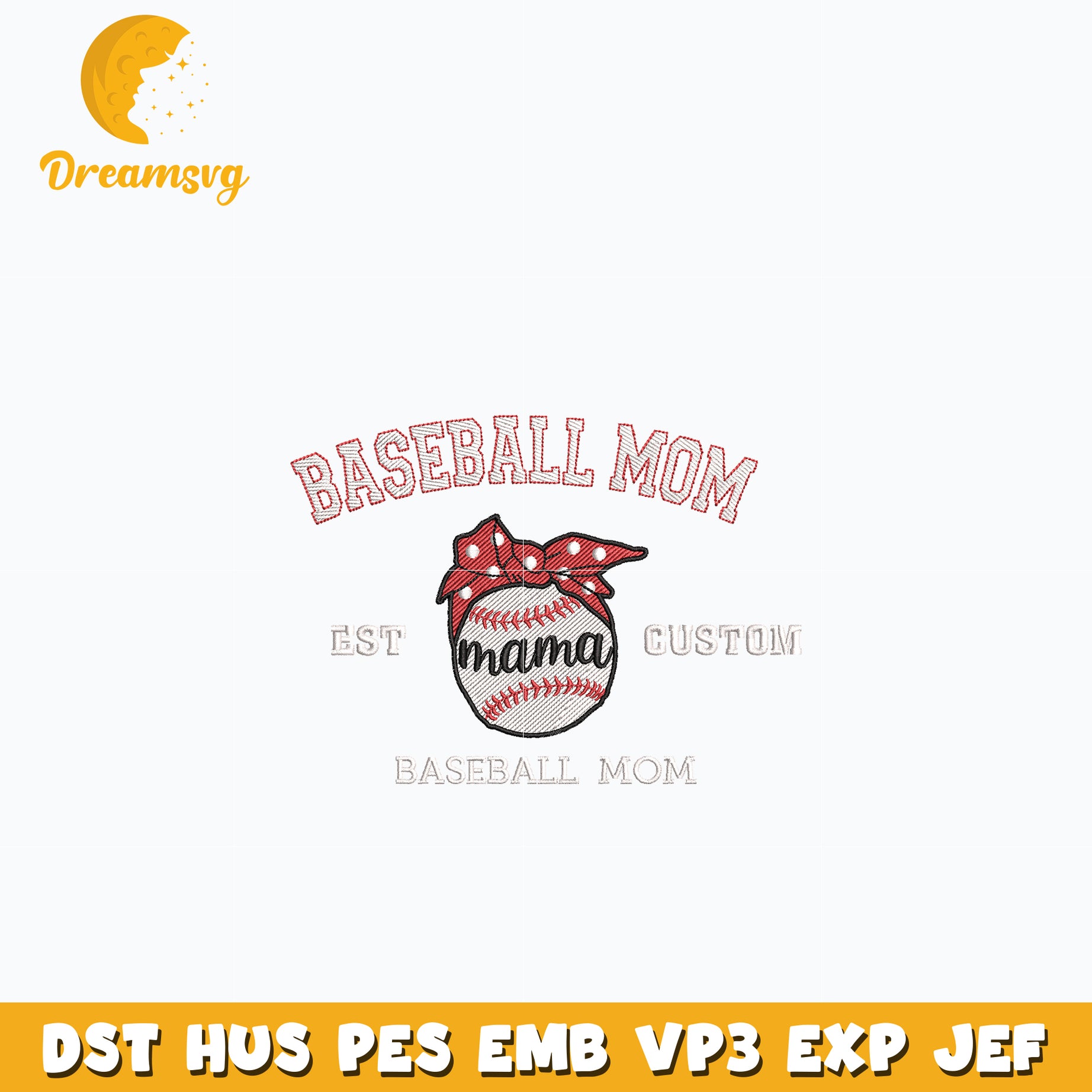 Baseball mom est embroidery design