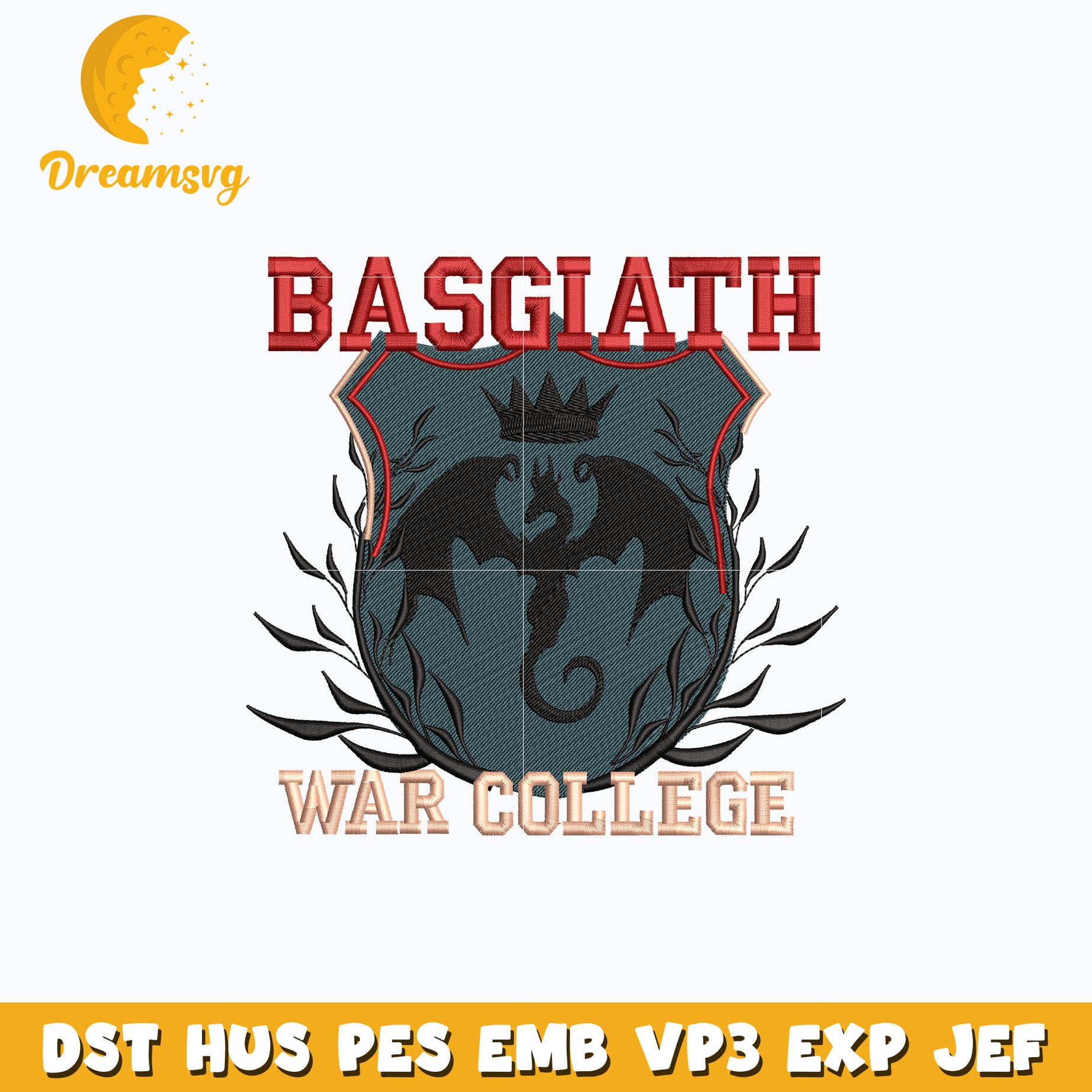 Basgiath war college dragon logo embroidery