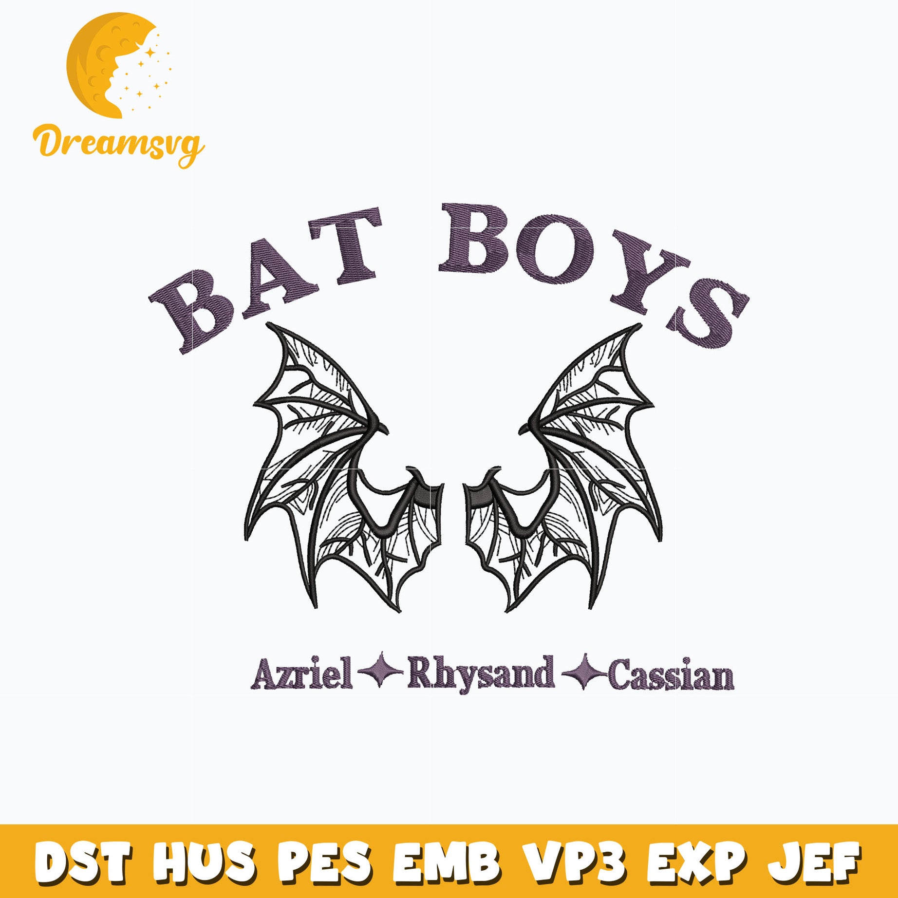 Bat boys dragon wings embroidery