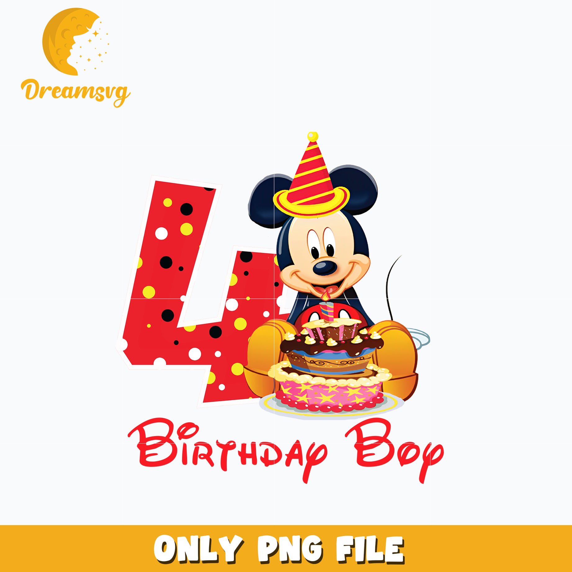 Mickey Mouse 4th birthday boy Png
