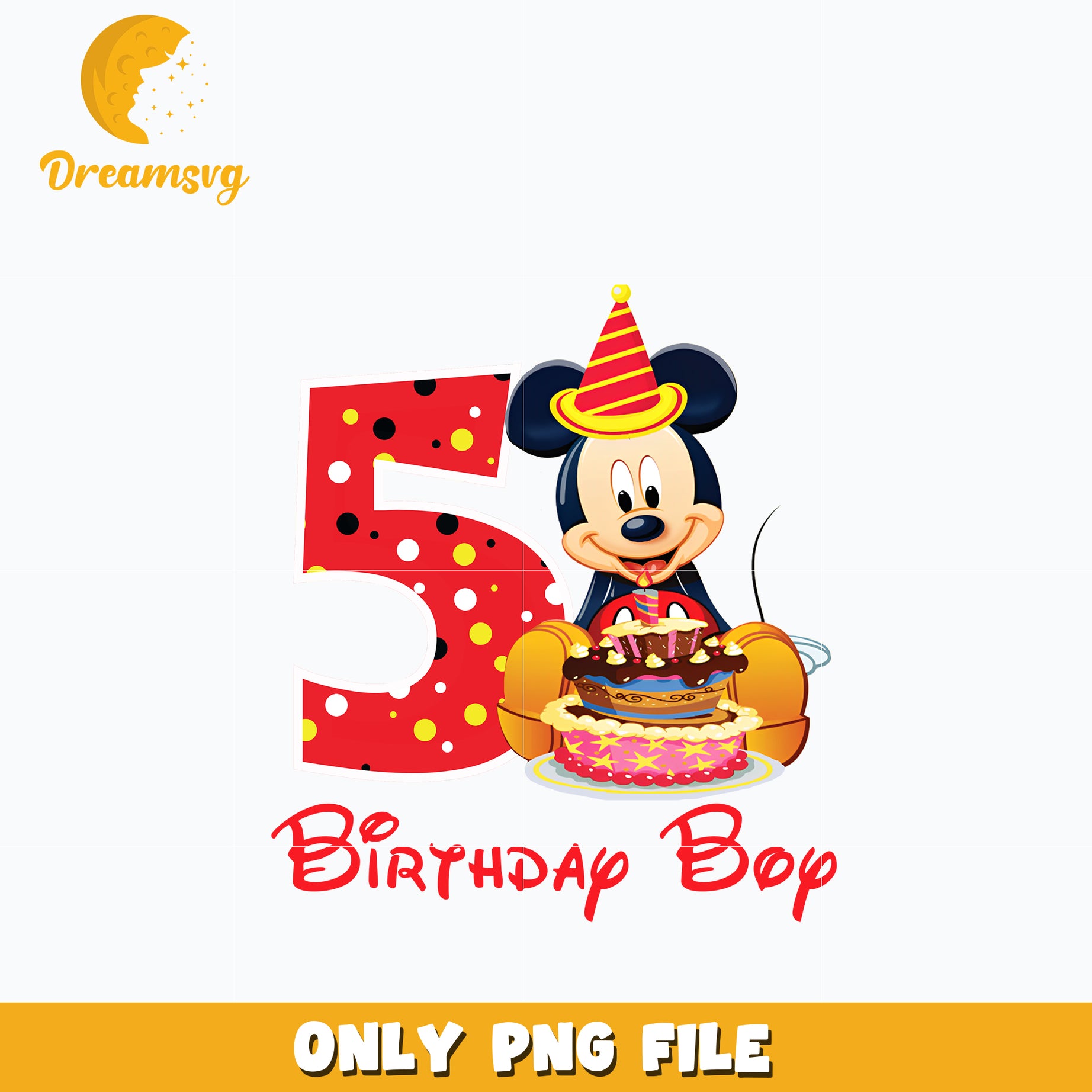 Mickey Mouse 5th birthday boy Png