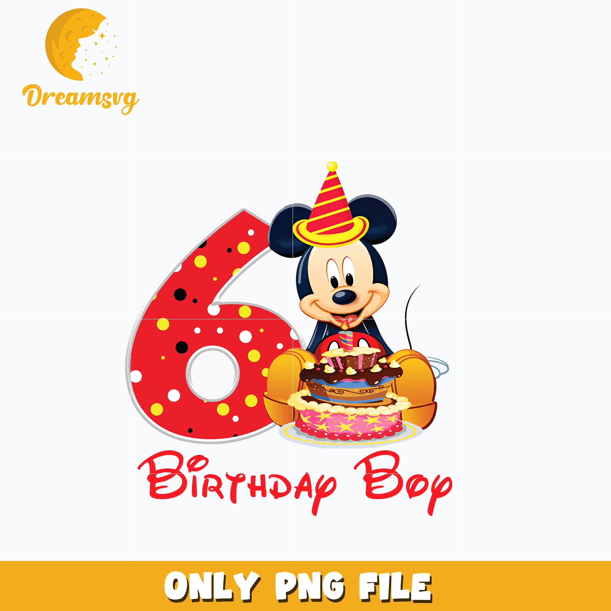 Mickey Mouse 6th birthday boy Png