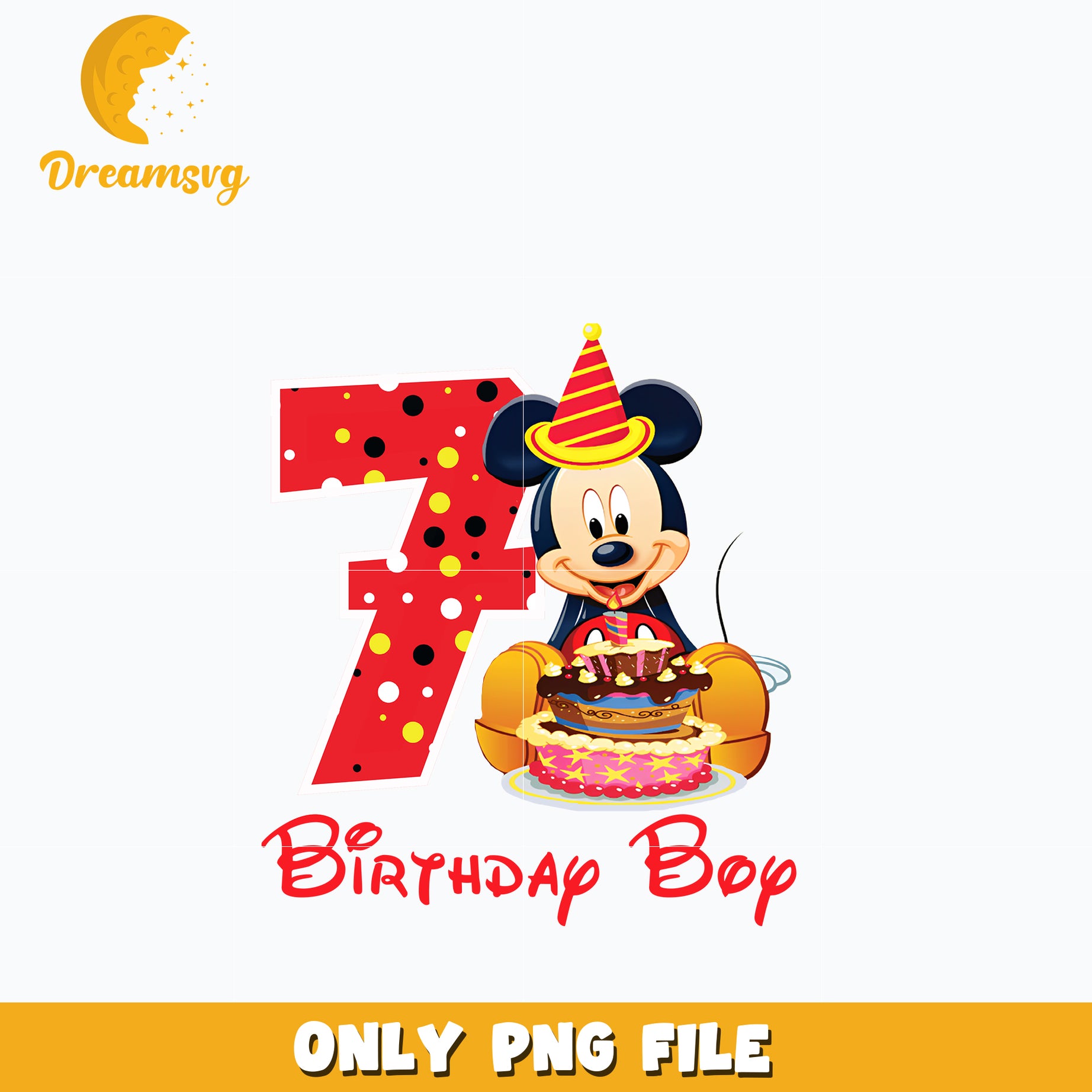 Mickey Mouse 7th birthday boy Png