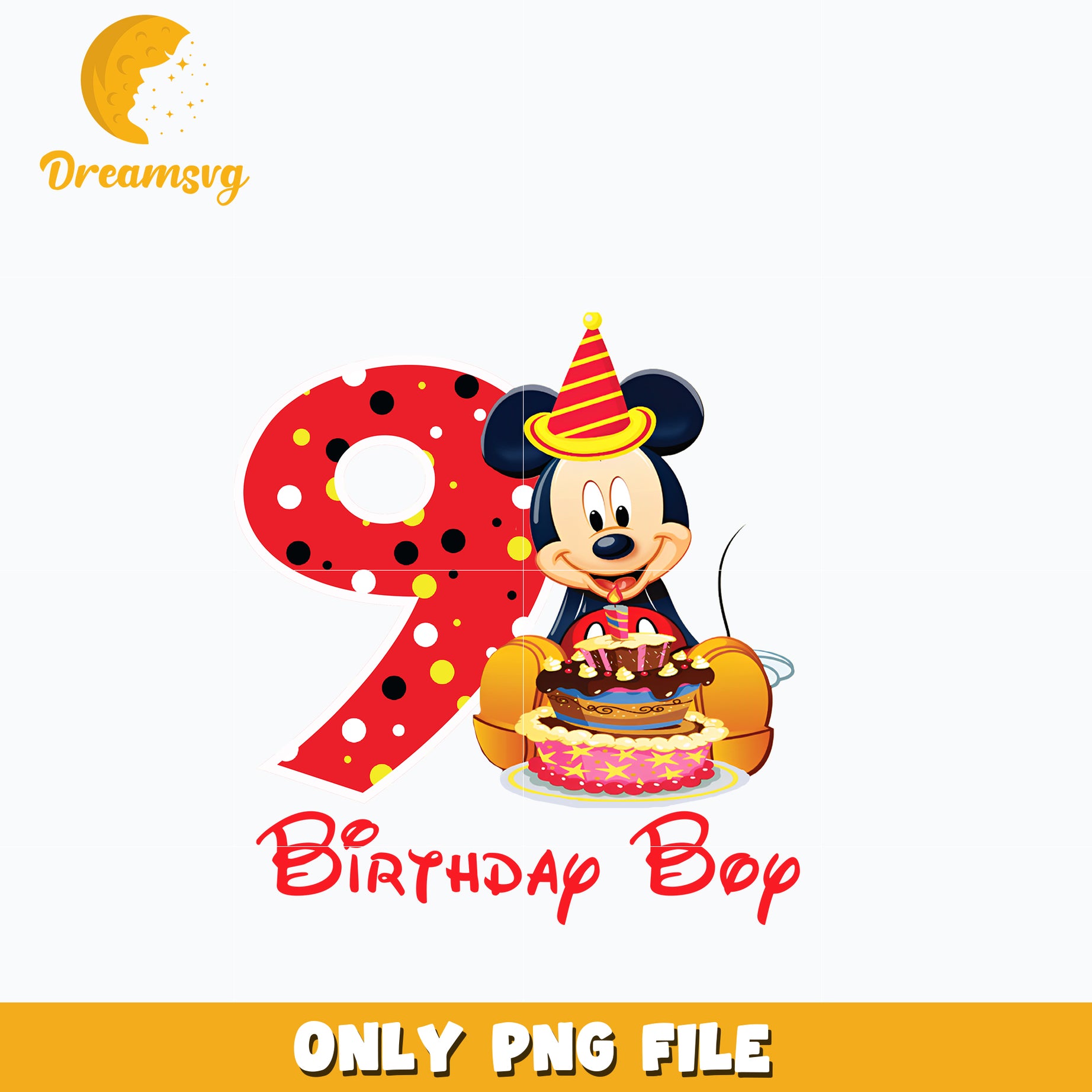 Mickey Mouse 9th birthday boy Png