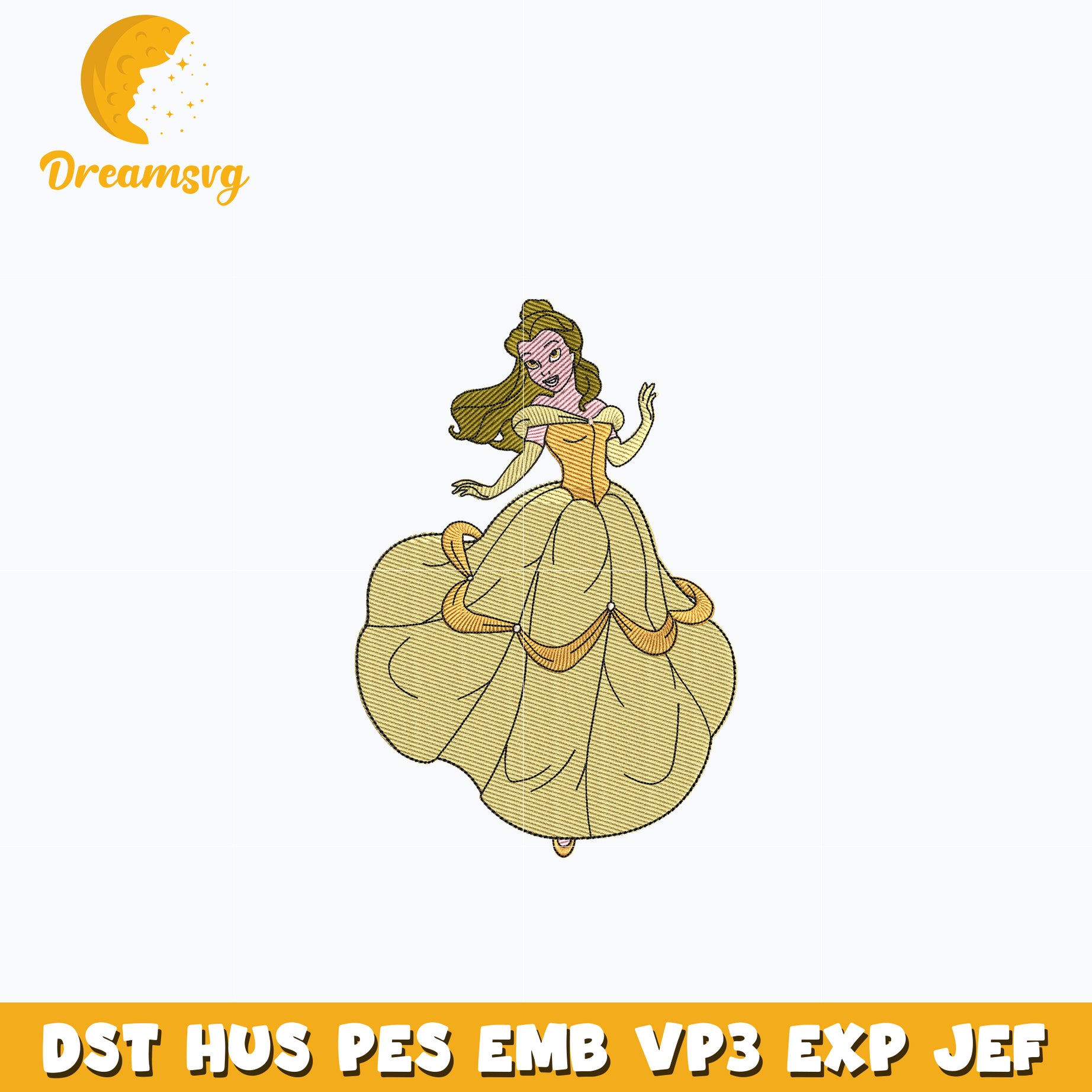 Belle princess embroidery design