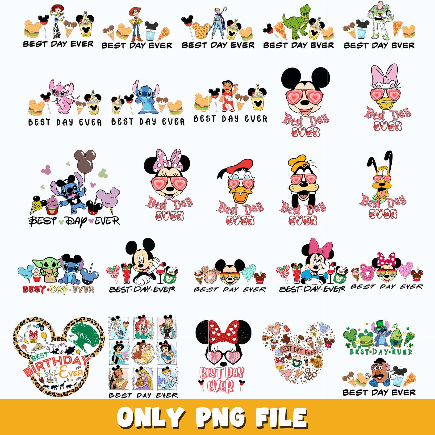 Mickey Best Day Ever bundle png, Disney png, Digital download