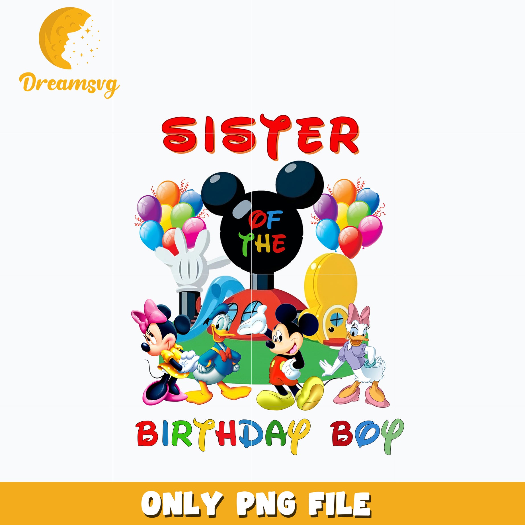 Sister of the birthday boy Png, Mickey family Png