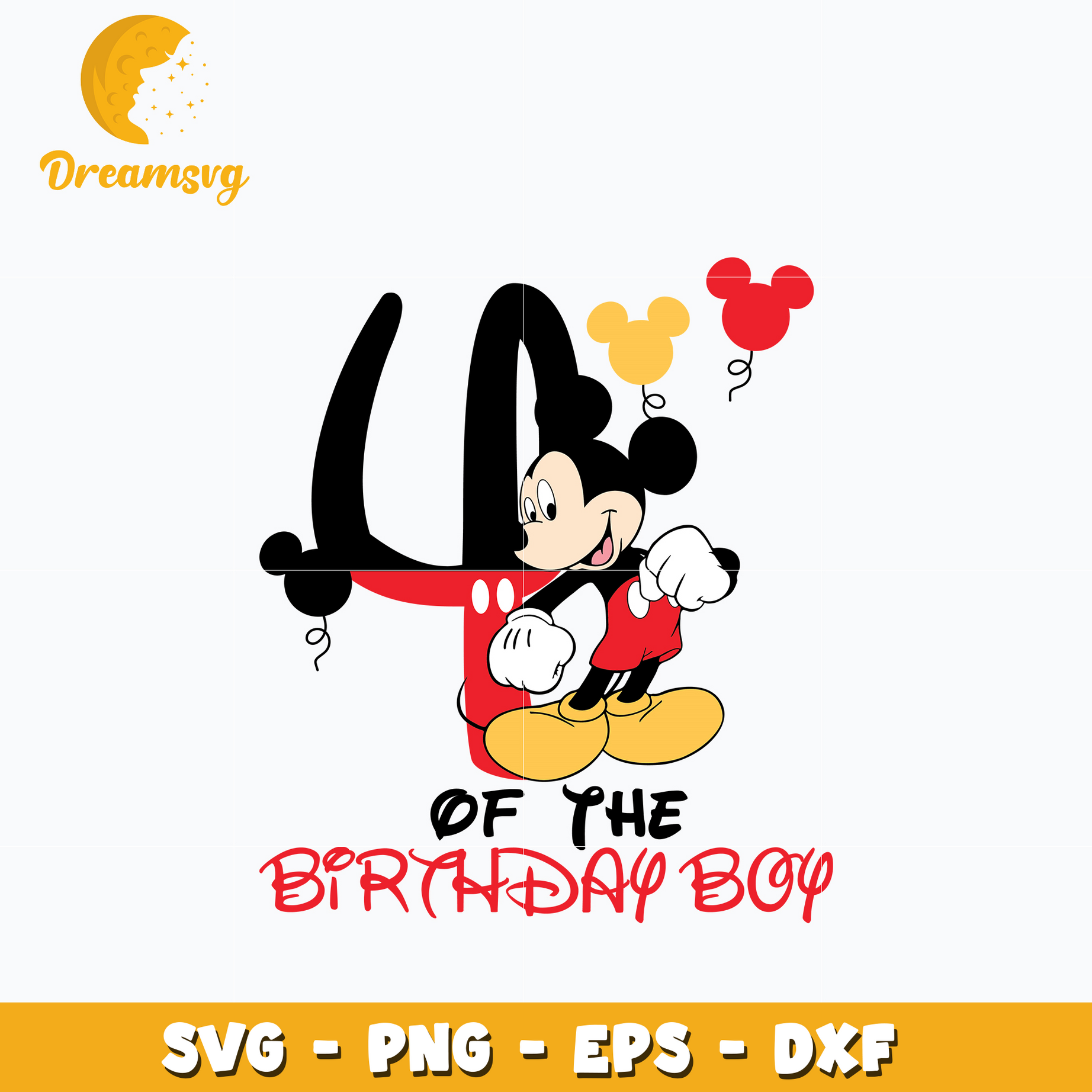 Mickey Mouse 4th of the birthday boy Svg