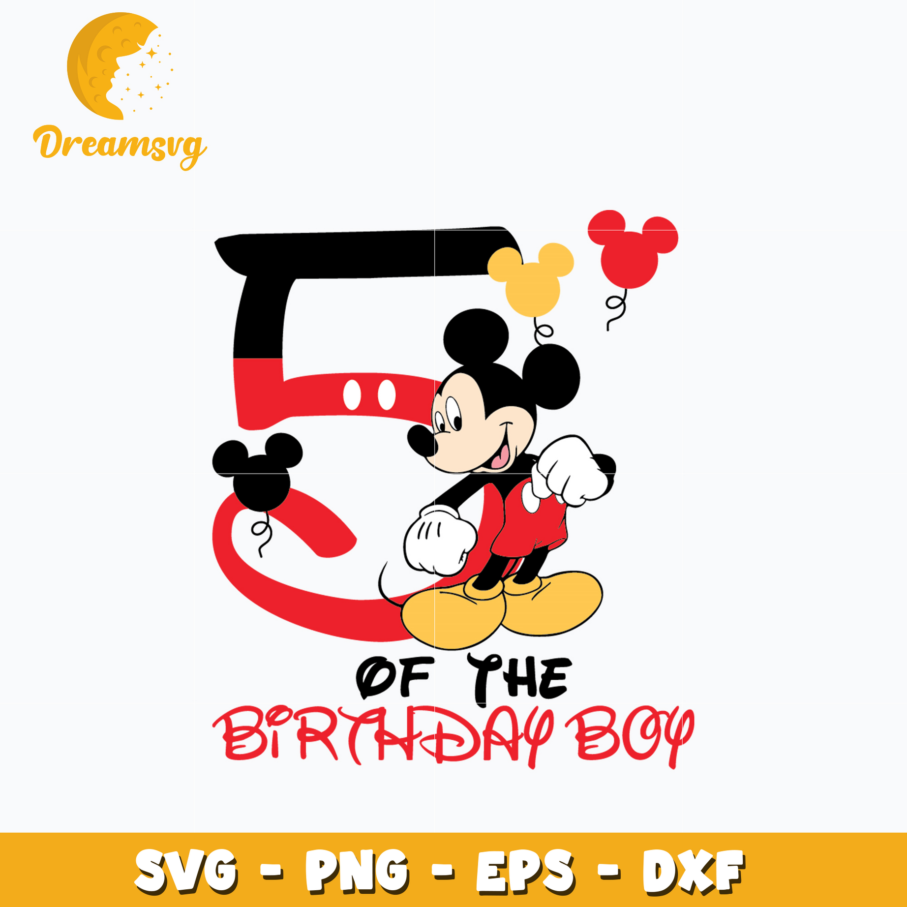 Mickey Mouse 5th of the birthday boy Svg