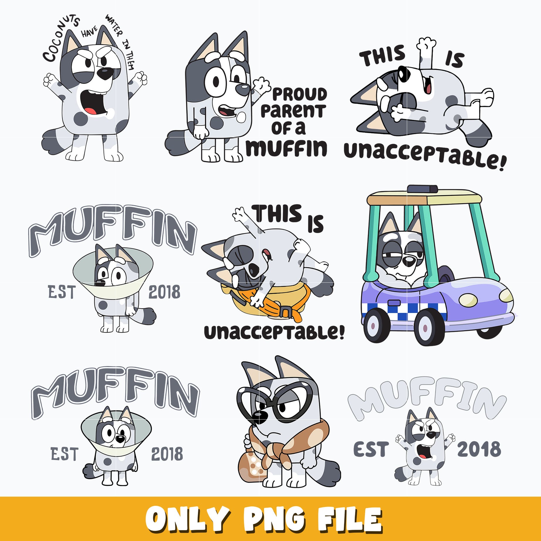 Bluey Muffin dog bundle png, bluey dog png, Digital download