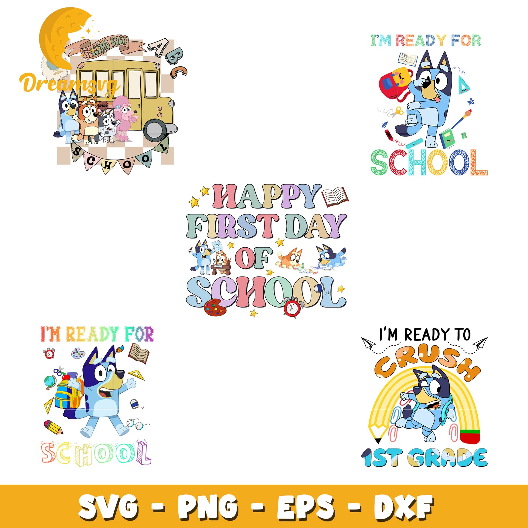 Bluey i'm ready for school bundle svg, bluey school friends​ svg